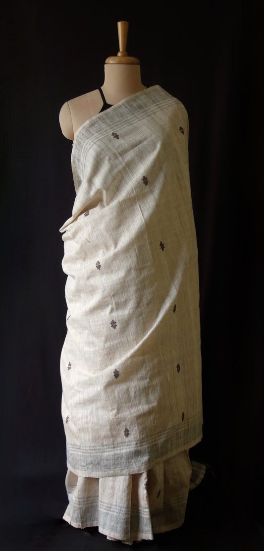 Handwoven Soft Brown Natural Dyed Eri Silk Sari from Assam