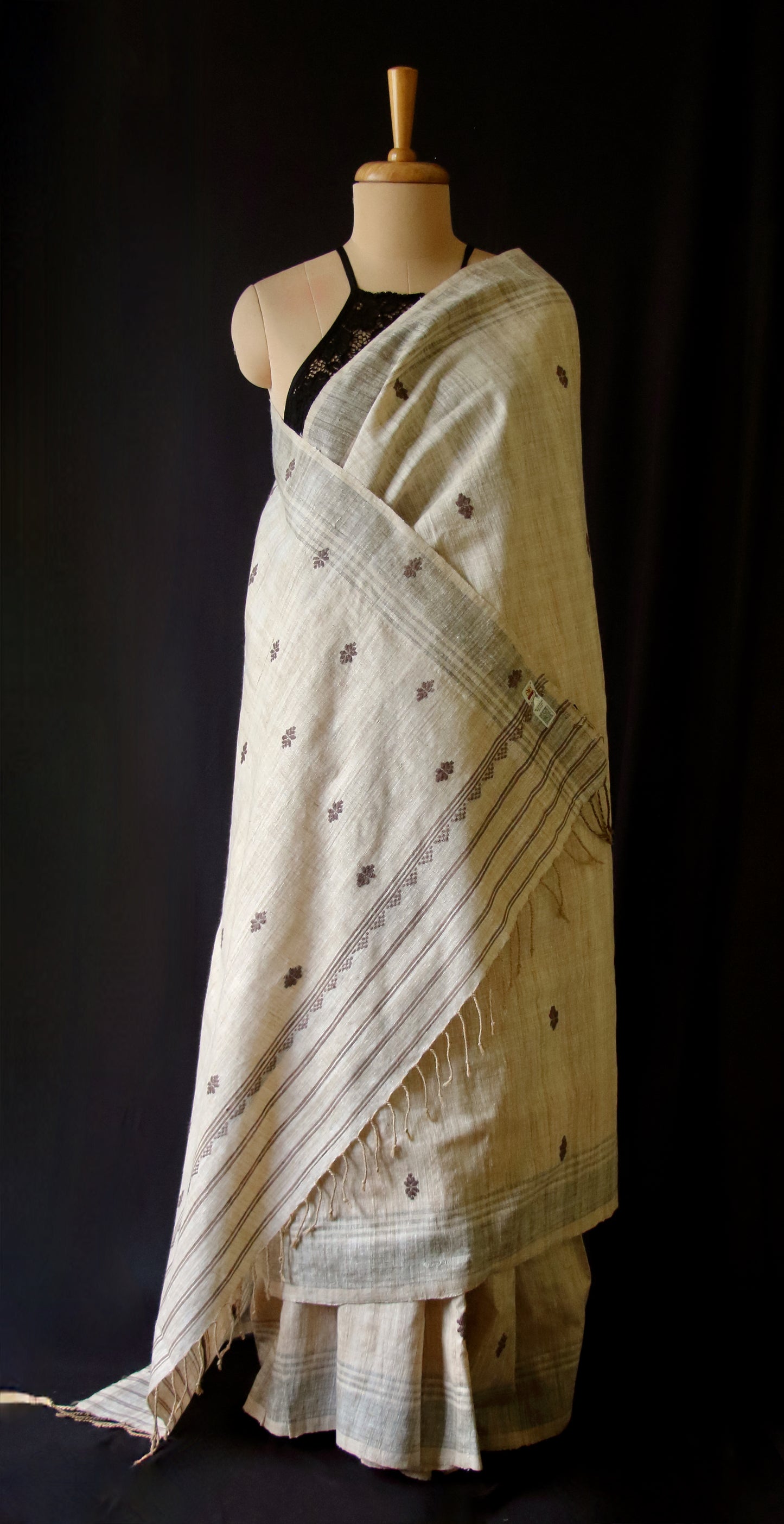 Handwoven Soft Brown Natural Dyed Eri Silk Sari from Assam