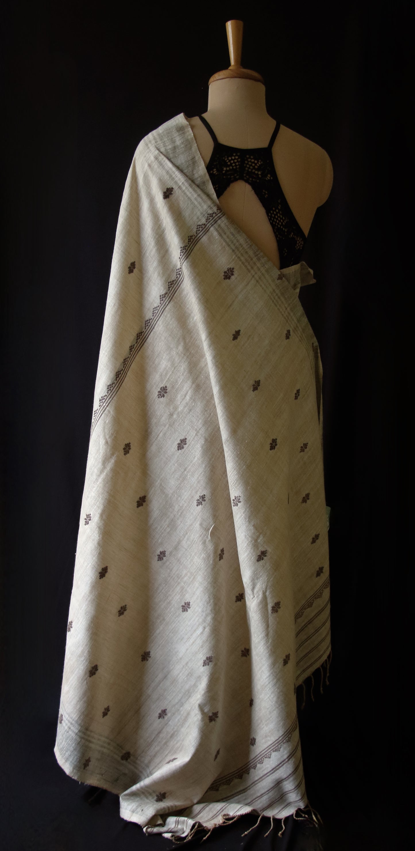 Handwoven Soft Brown Natural Dyed Eri Silk Sari from Assam