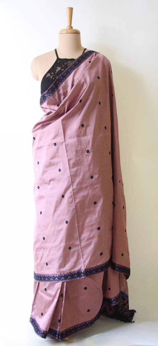 Mocha Colour Handloom Mulberry Silk Saree from Assam