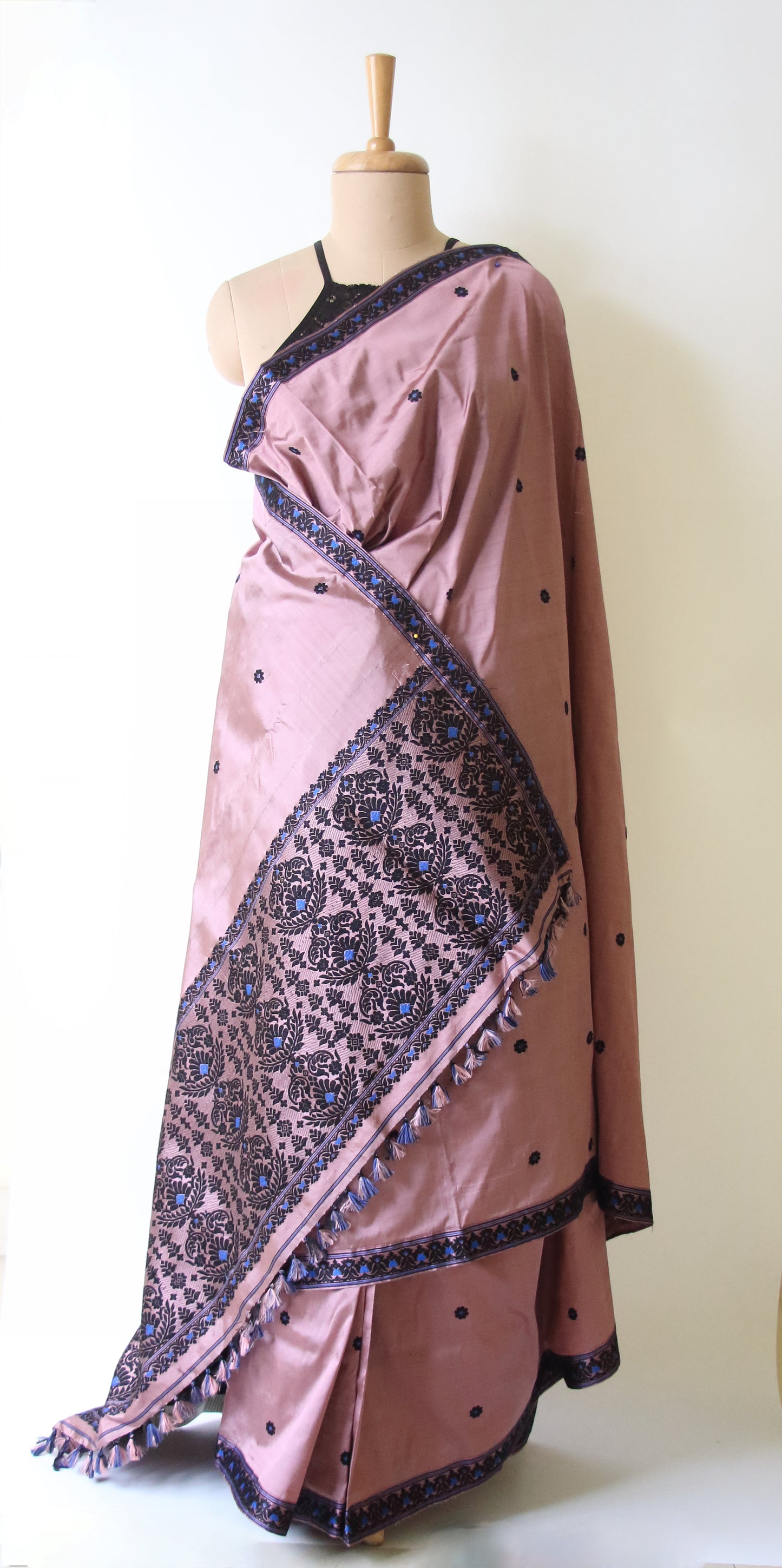 Mocha Colour Handloom Mulberry Silk Saree from Assam