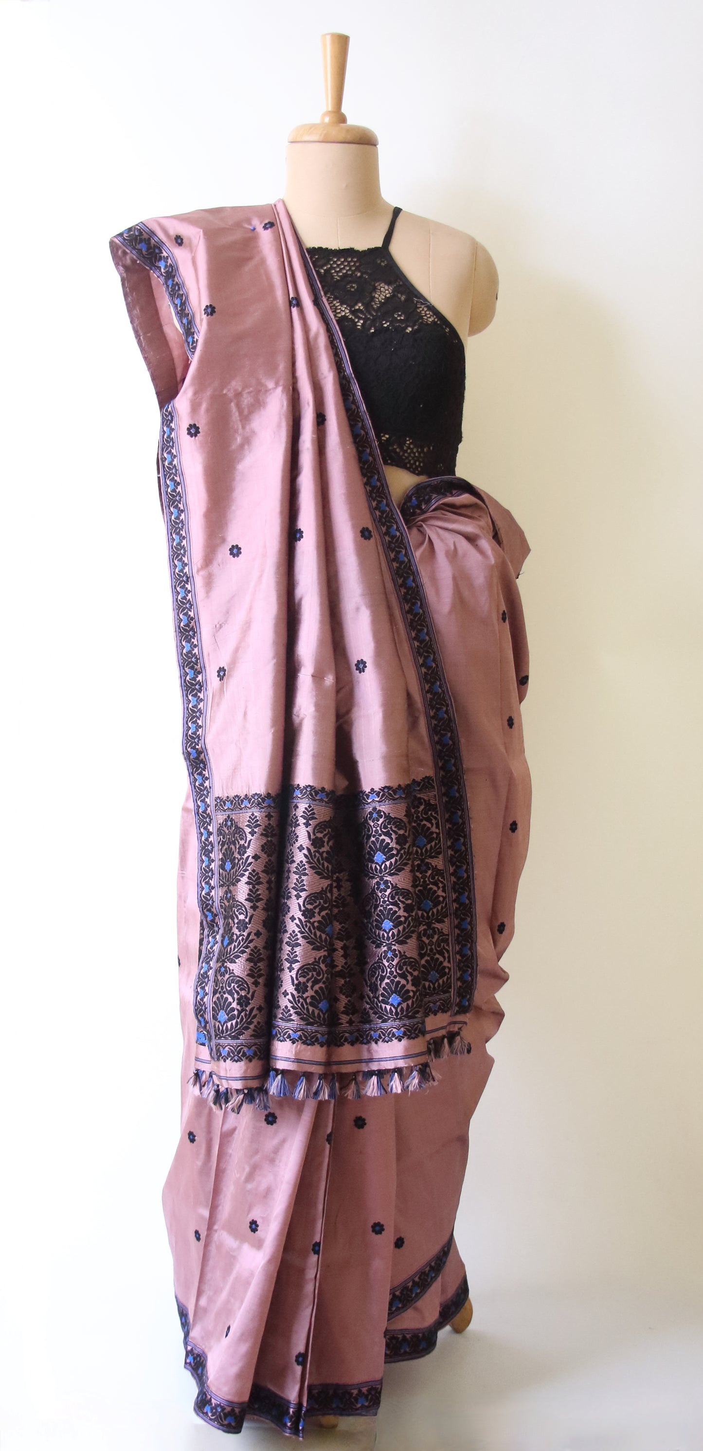 Mocha Colour Handloom Mulberry Silk Saree from Assam