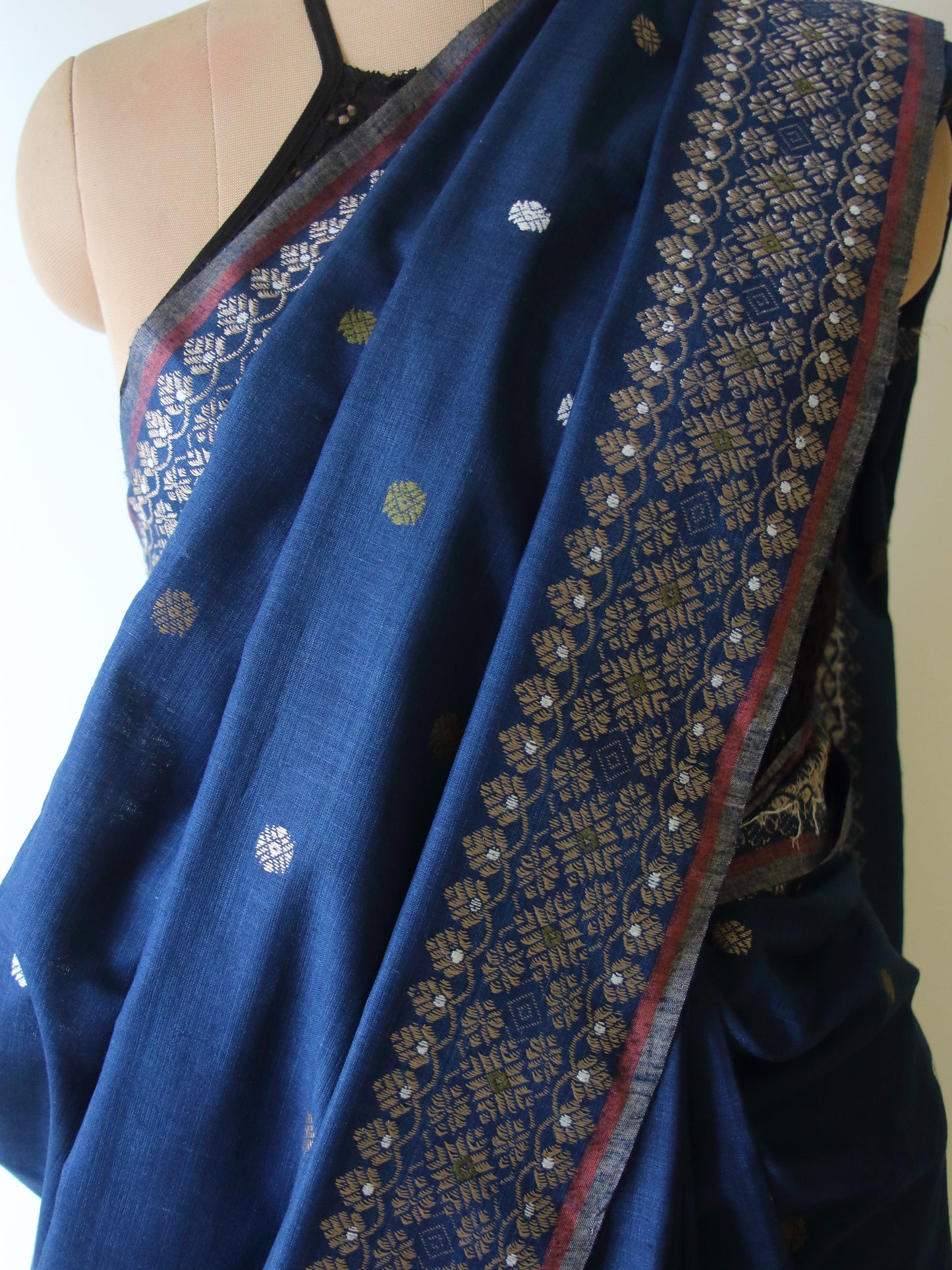 Natural Dyed Indigo Handloom Eri Silk  Sari from Assam