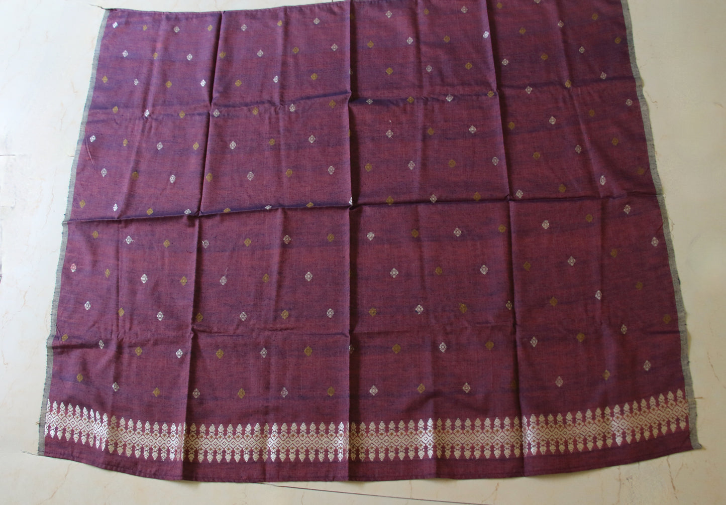 Wine Natural Dyed Handloom Eri Silk Saree from Assam