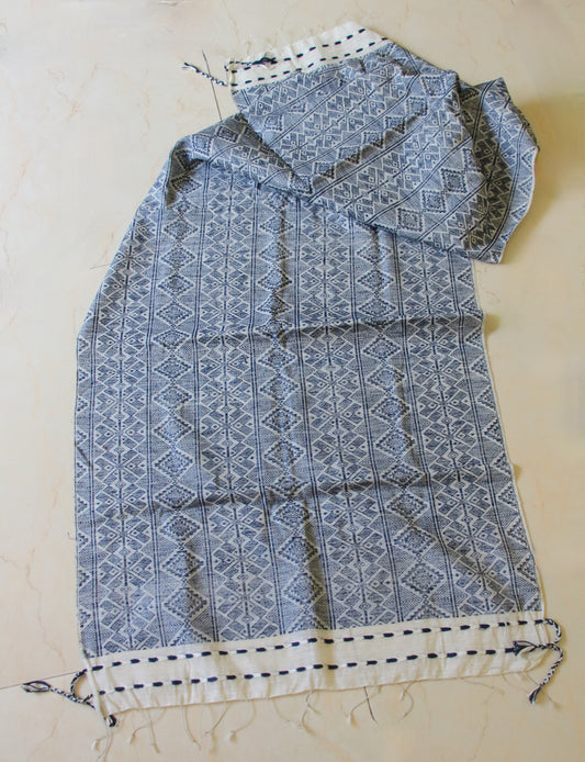 Natural Indigo Dyed Silk Scarf Handwoven from Assam