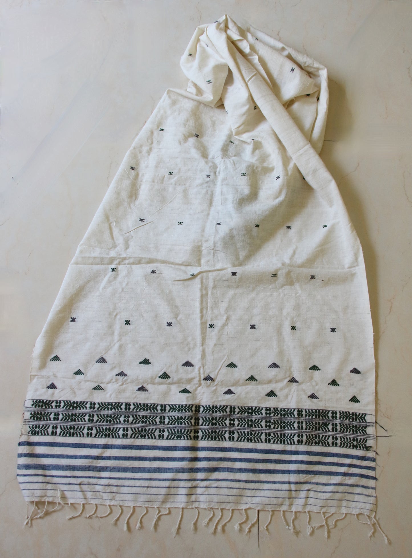 Natural Off White colour Eri Silk Handwoven Scarf from Assam