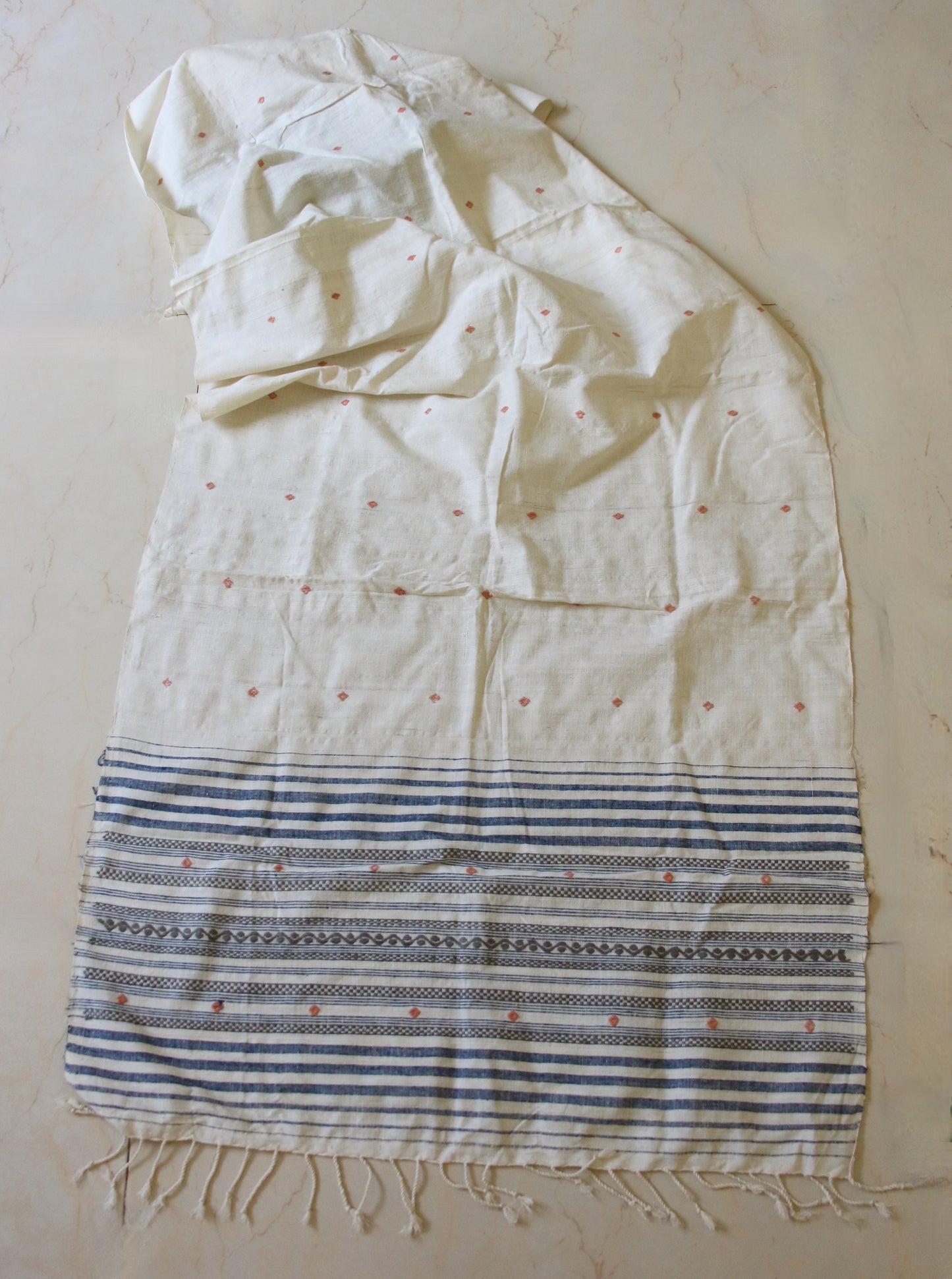Natural Off White colour Eri Silk Handwoven Scarf from Assam