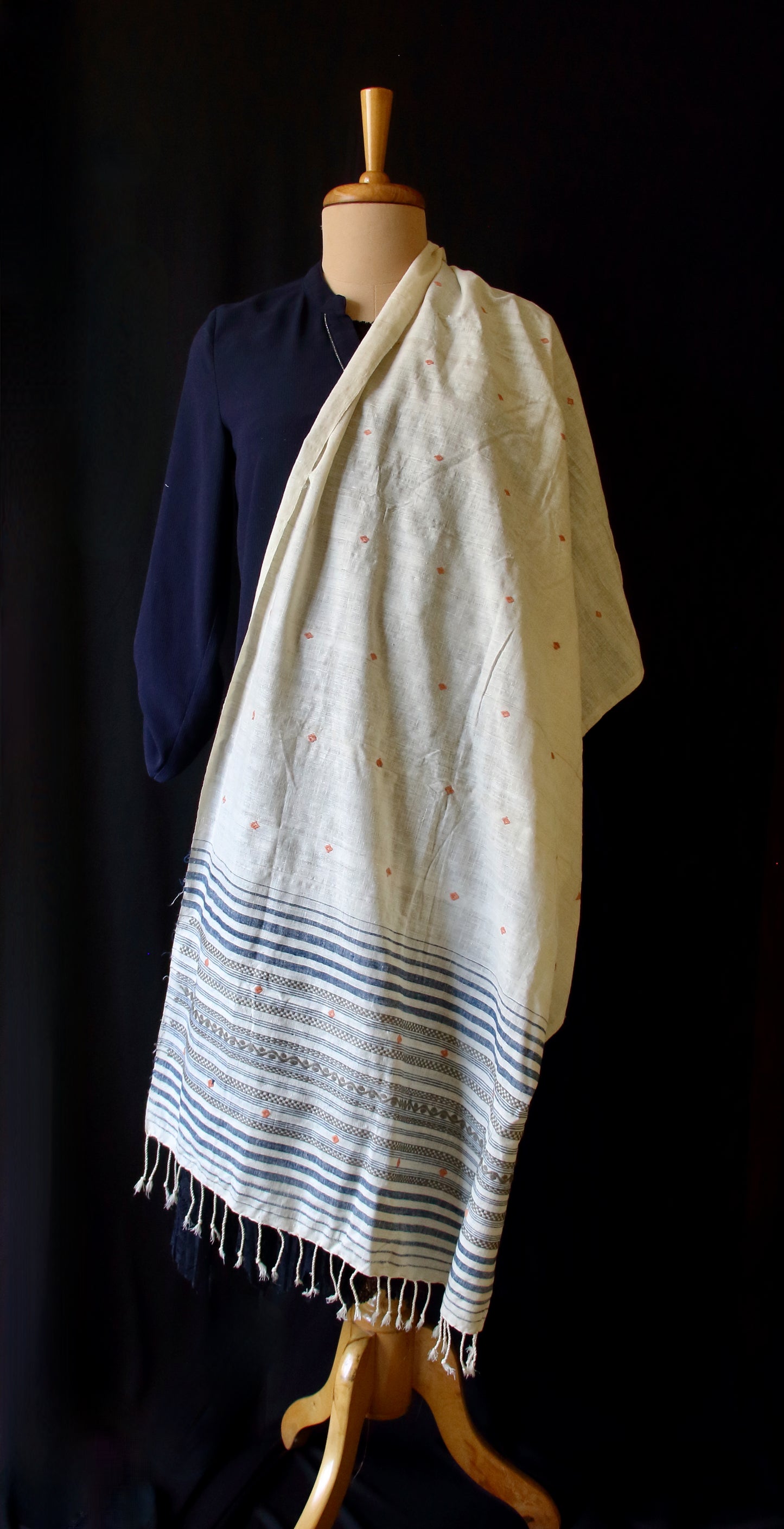 Natural Off White colour Eri Silk Handwoven Scarf from Assam