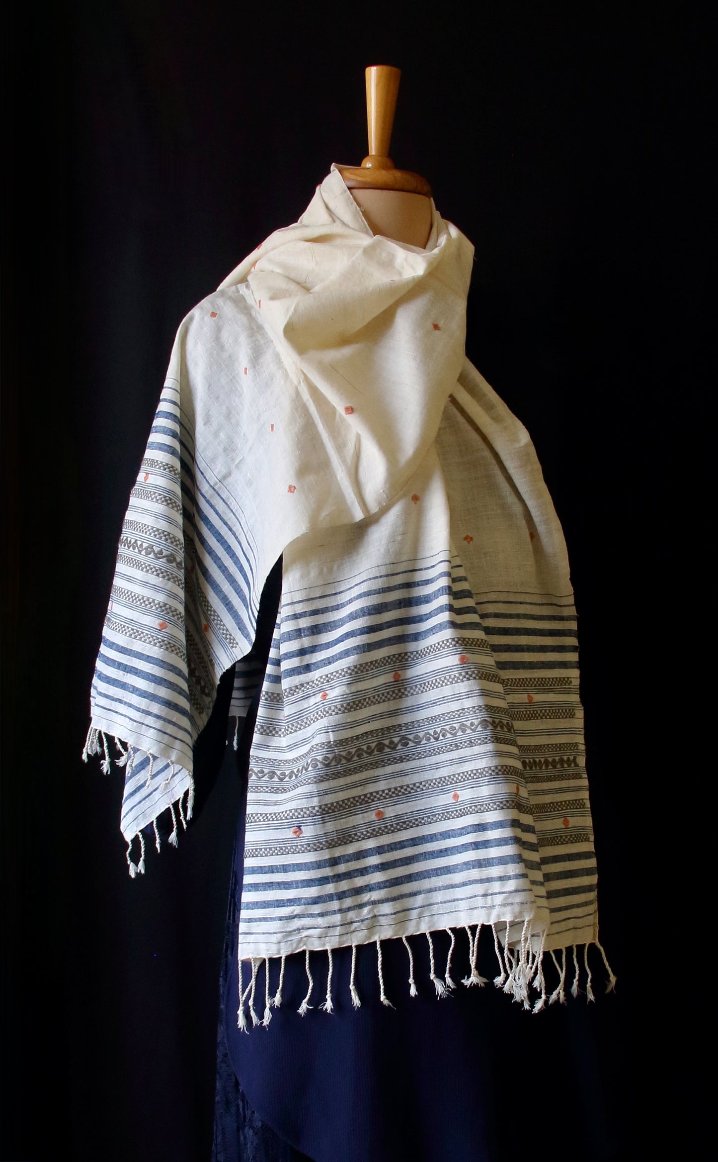 Natural Off White colour Eri Silk Handwoven Scarf from Assam