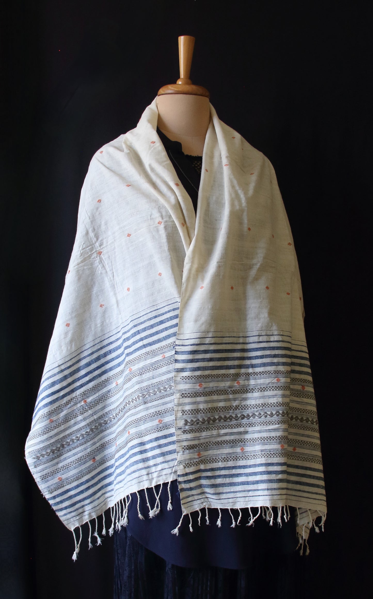 Natural Off White colour Eri Silk Handwoven Scarf from Assam