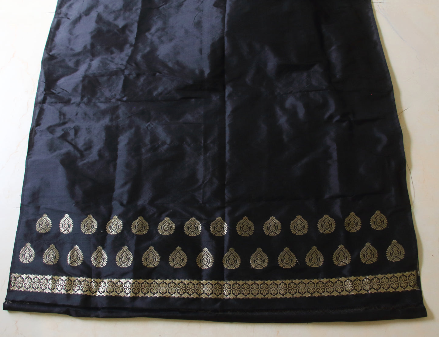 Black Handloom Mulberry Silk Mekhla Chador Set from Assam , India