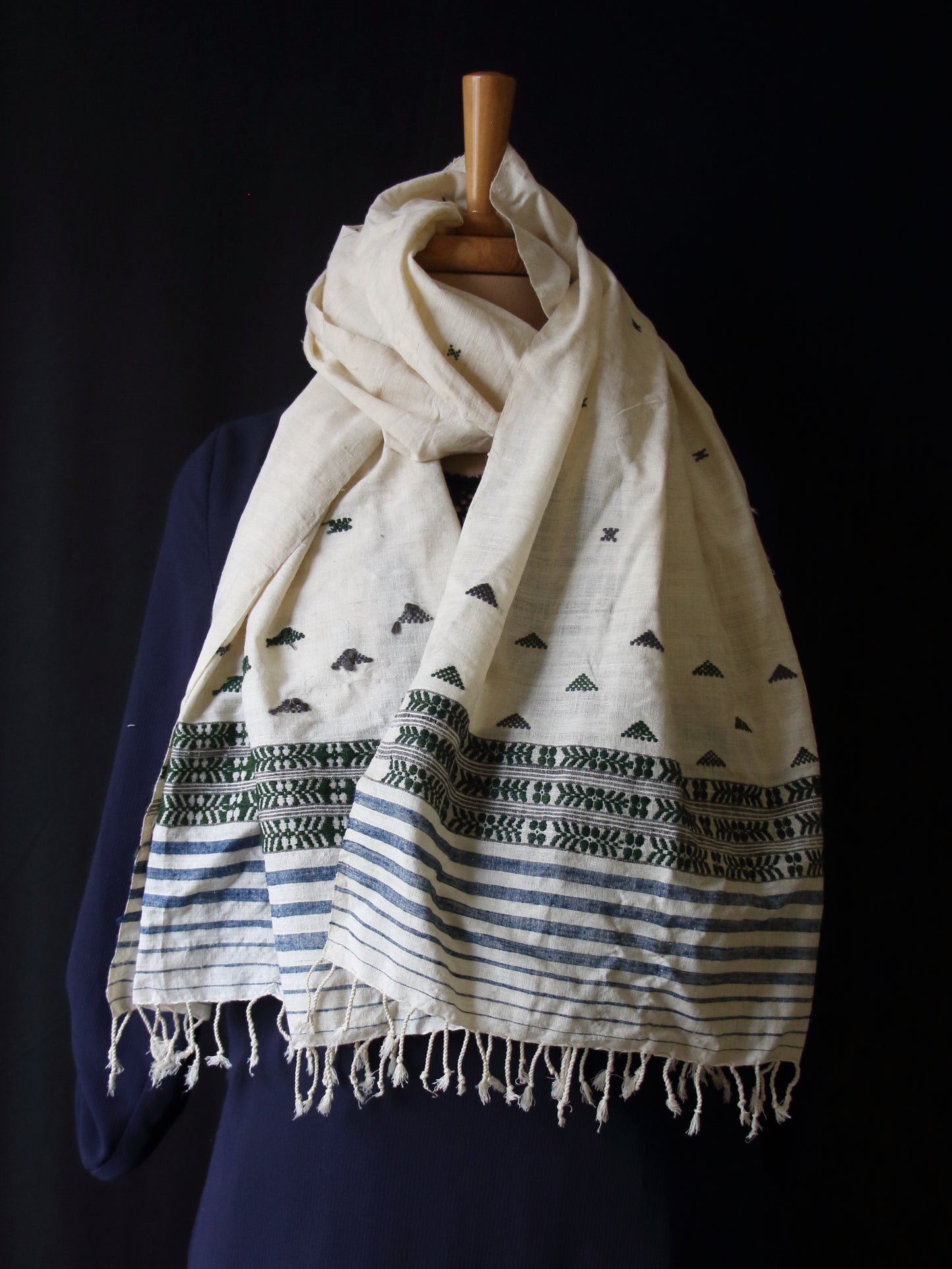 Natural Off White colour Eri Silk Handwoven Scarf from Assam