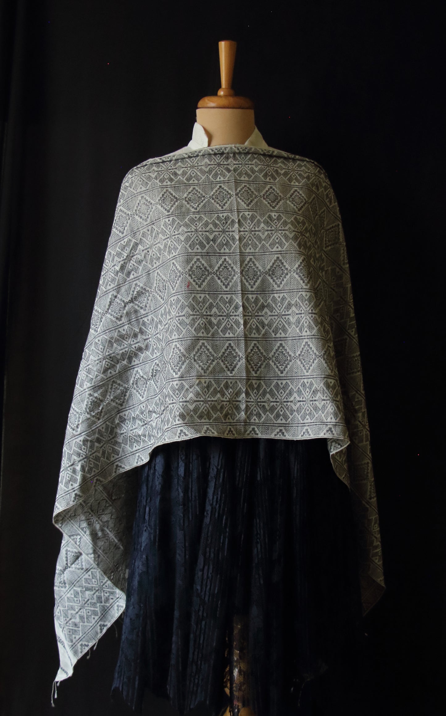 Natural Dyed All Over Patterned  Silk Scarf Handwoven from Assam