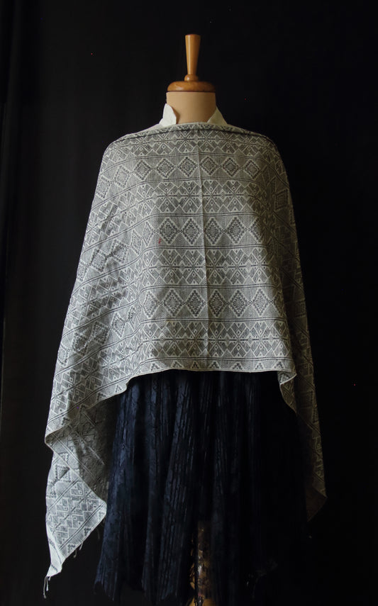 Natural Dyed All Over Patterned  Silk Scarf Handwoven from Assam