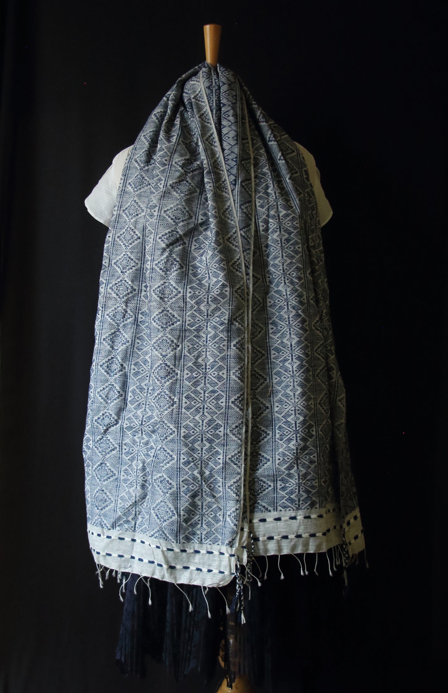 Natural Indigo Dyed Silk Scarf Handwoven from Assam