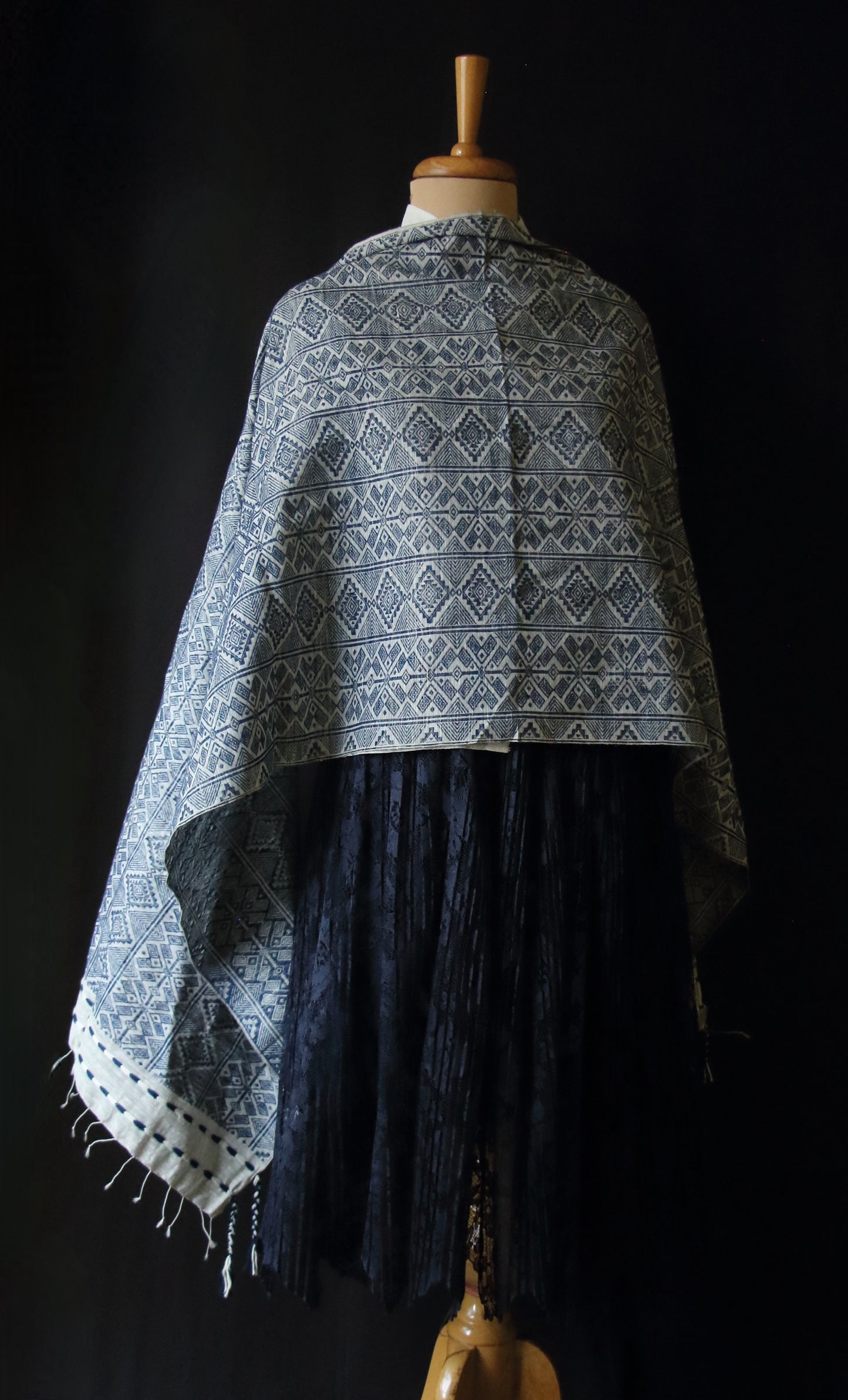 Natural Indigo Dyed Silk Scarf Handwoven from Assam