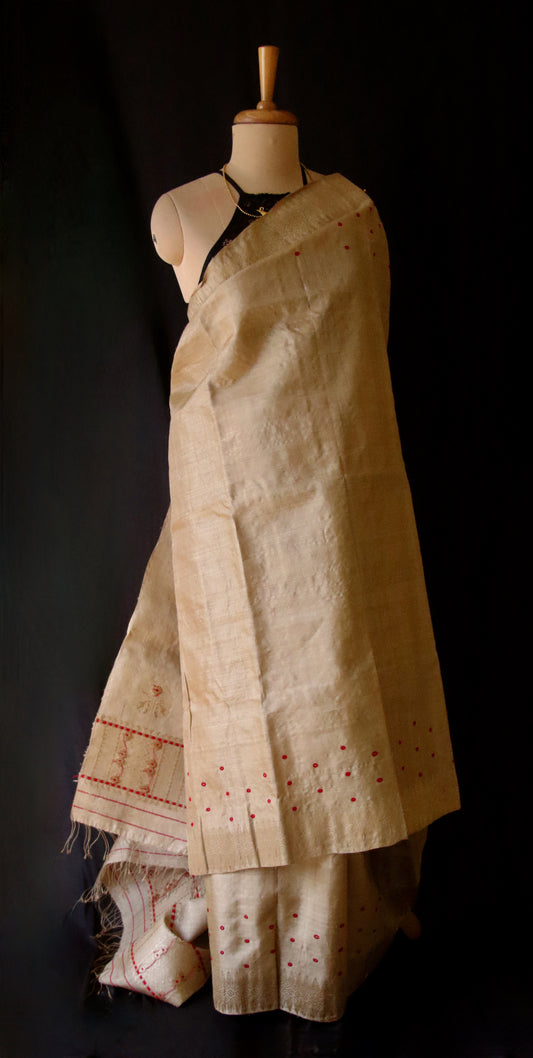 Authentic Muga Silk Saree with golden zari  from Assam