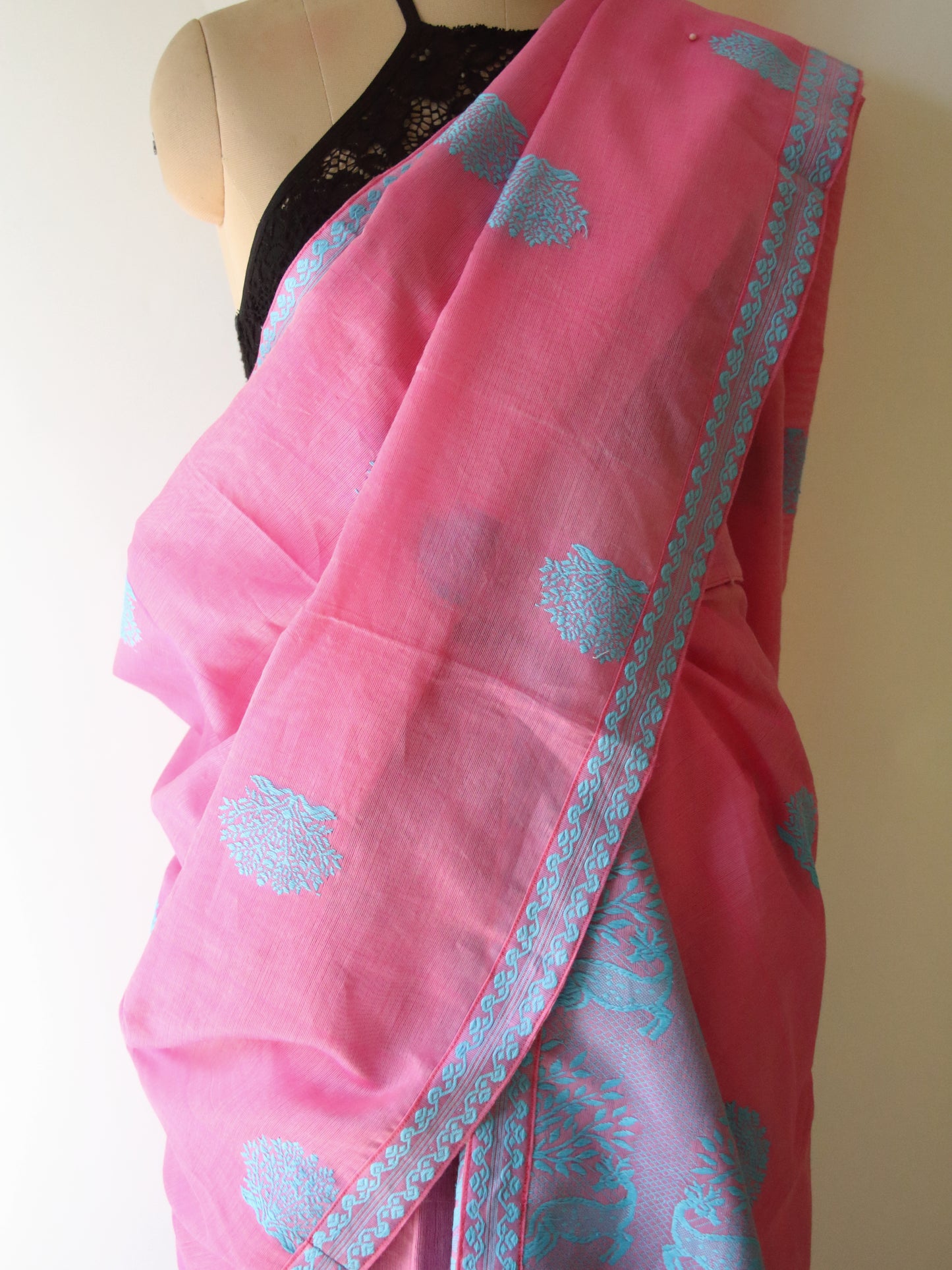 Pink Cotton Silk Handloom Mekhela Chador Set