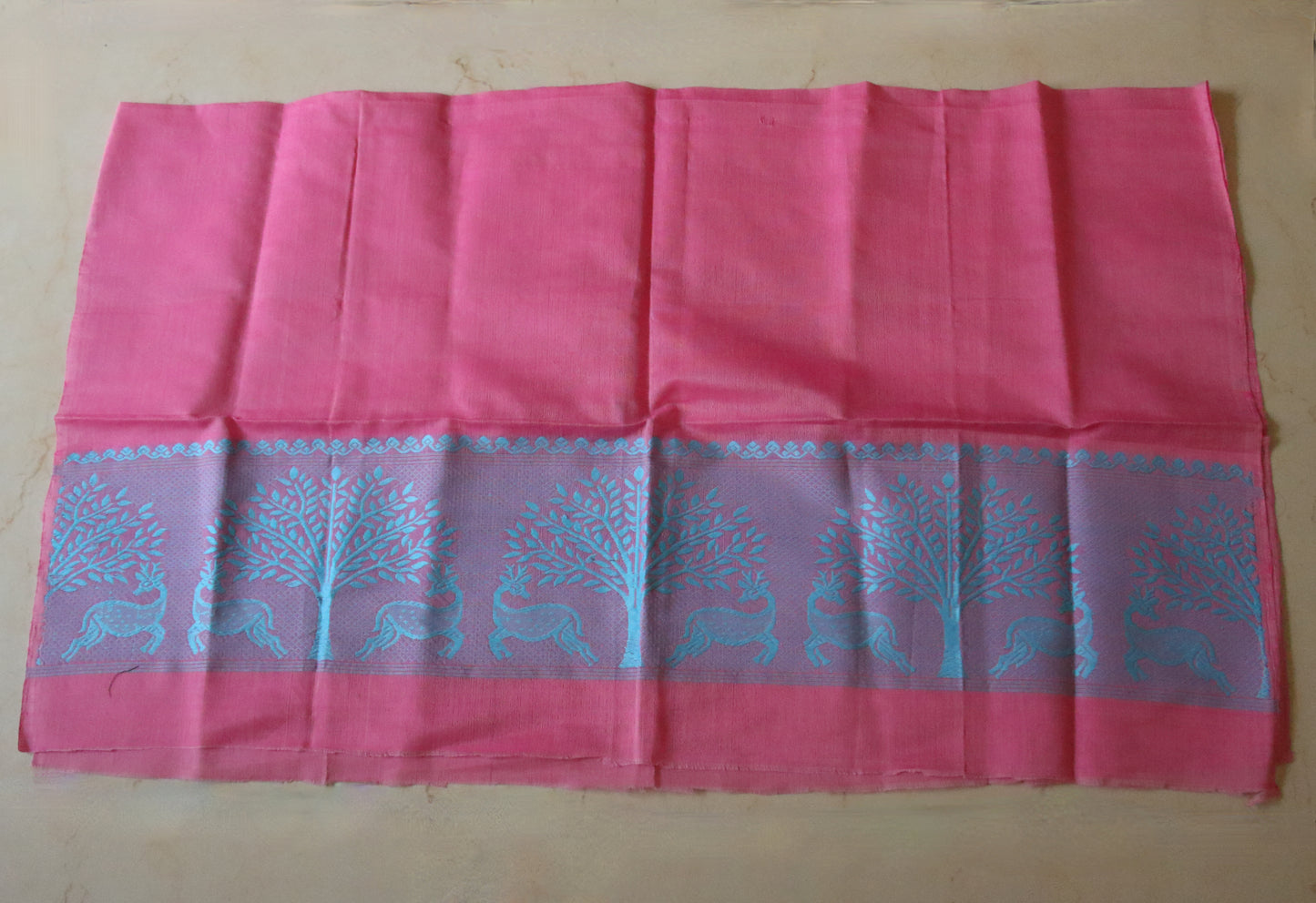 Pink Cotton Silk Handloom Mekhela Chador Set
