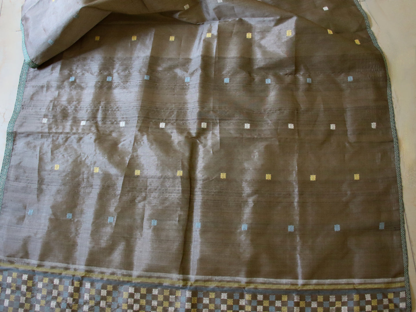 Dull Grey Colour Handloom Silk Saree from Assam