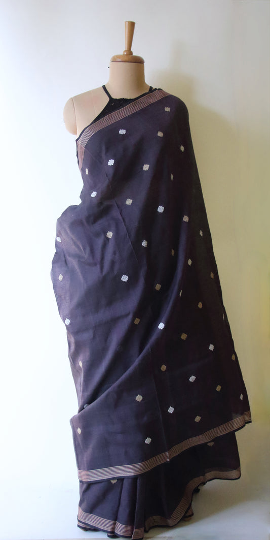 Handloom Purple Cotton Silk Saree from Assam