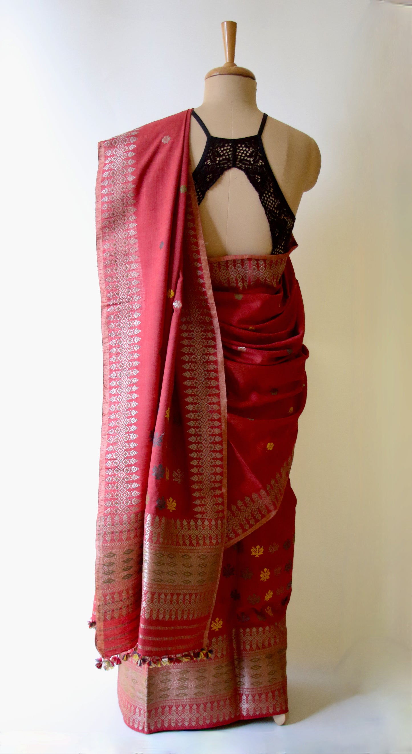 Maroon Narural Dyed Eri Silk Traditional Mekhela Chador Set