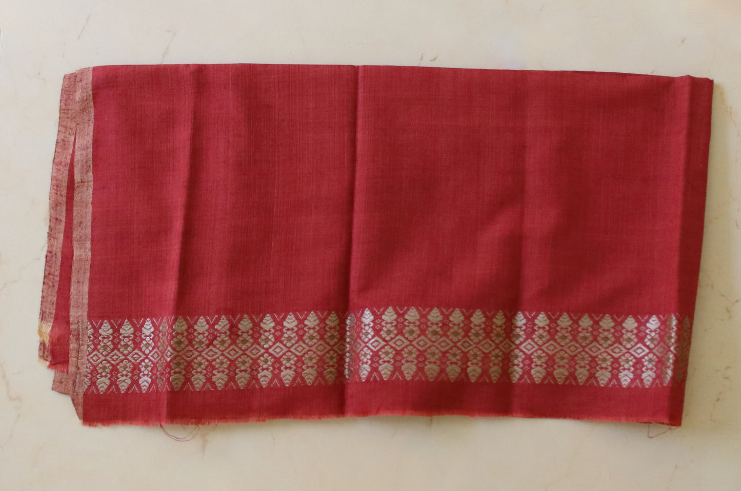 Maroon Narural Dyed Eri Silk Traditional Mekhela Chador Set