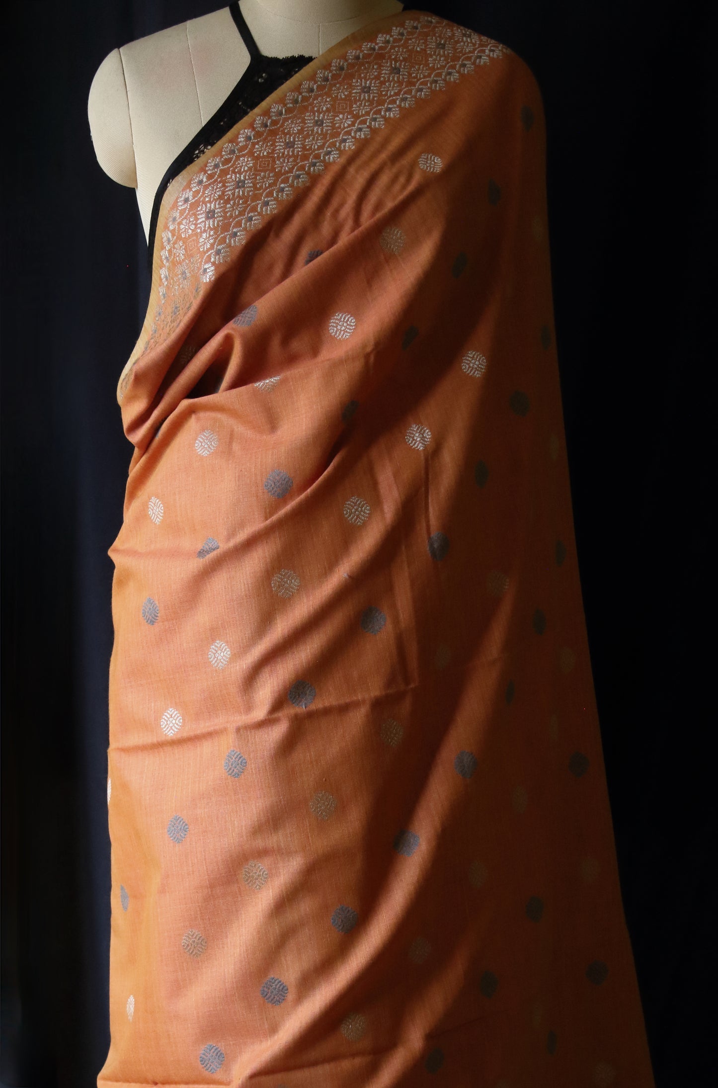 Natural Dyed Peach Handloom Eri Silk  Sari from Assam