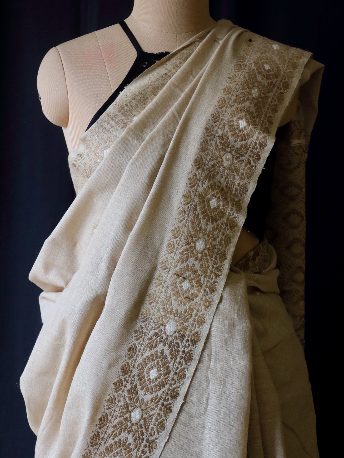 Eri Silk Saree in Natural Brown colour from Assam