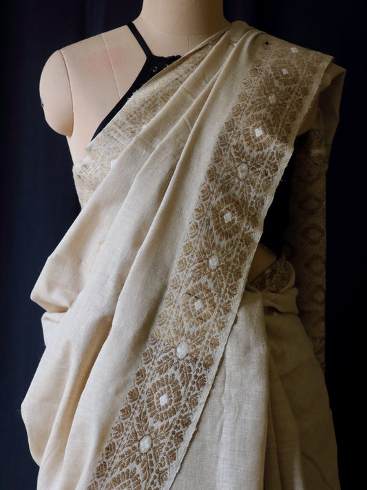 Eri Silk Saree in Natural Brown colour from Assam