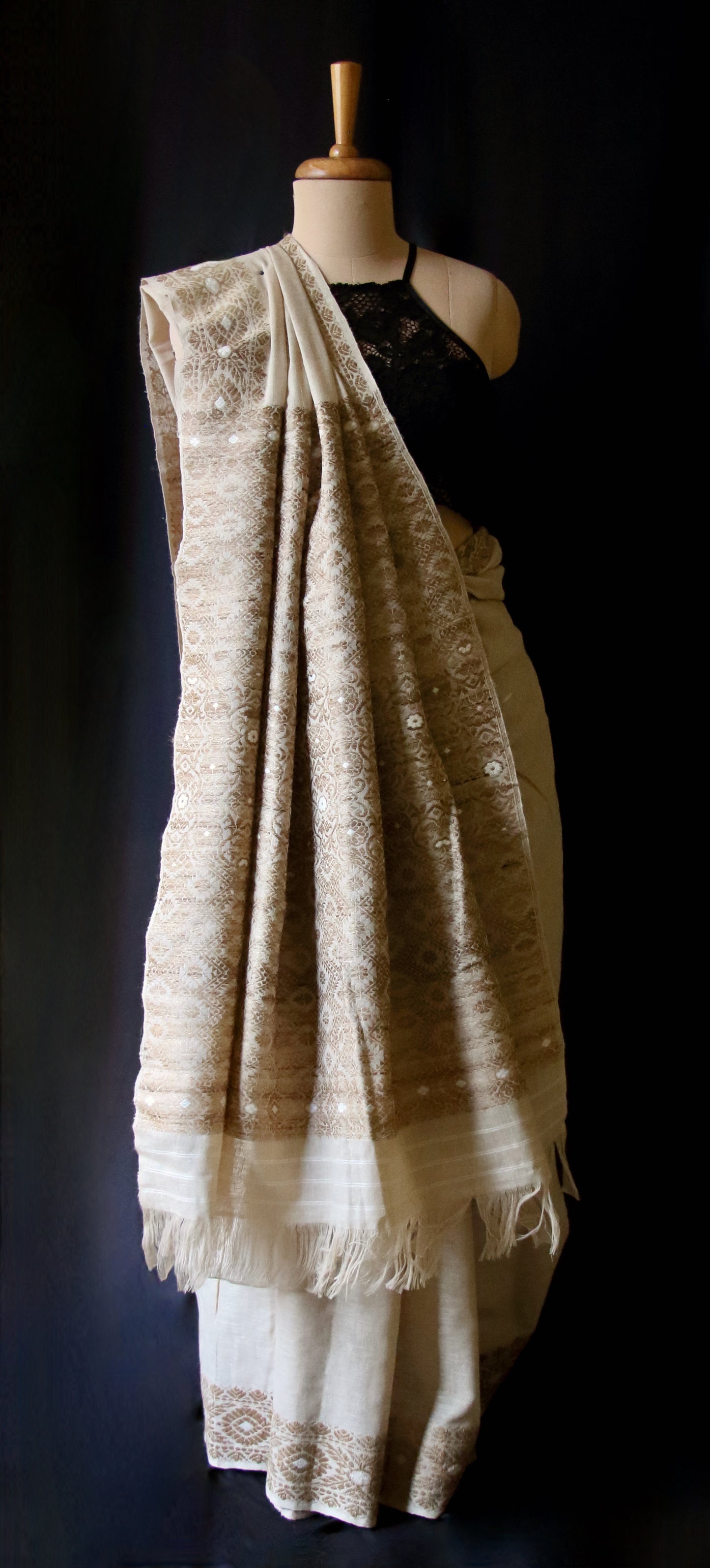 Eri Silk Saree in Natural Brown colour from Assam