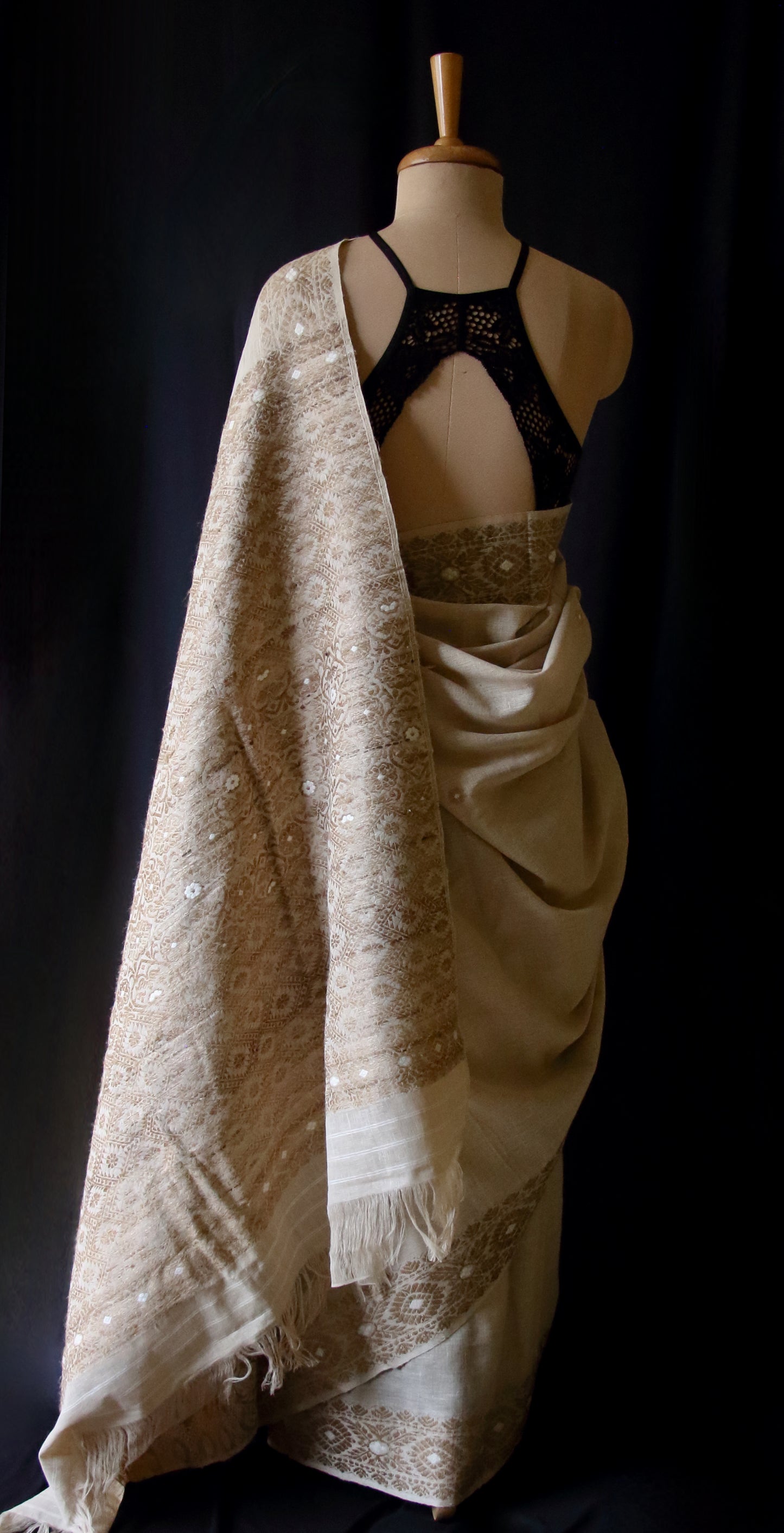 Eri Silk Saree in Natural Brown colour from Assam