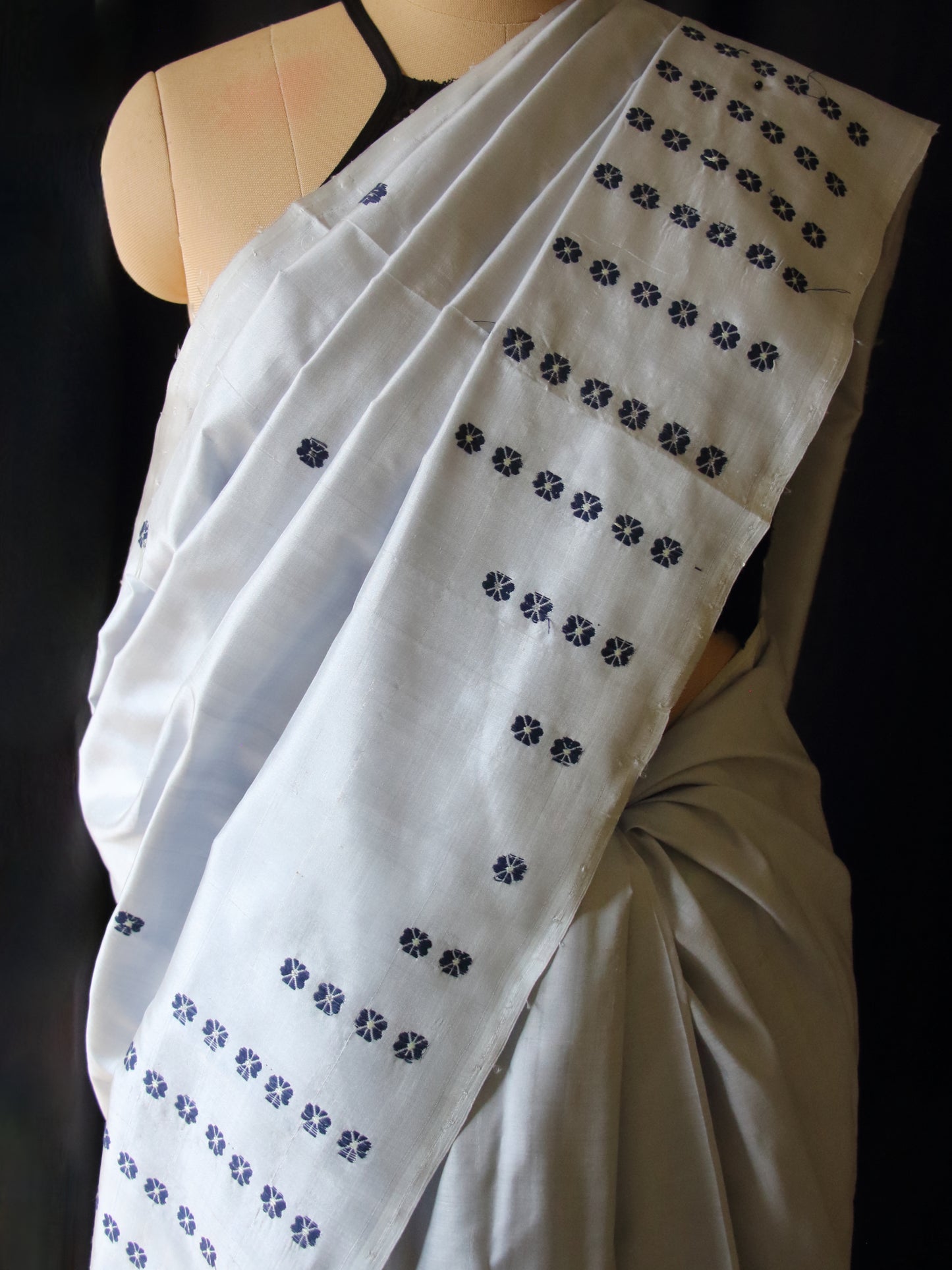 Soft Grey Colour Handloom Silk Saree from Assam