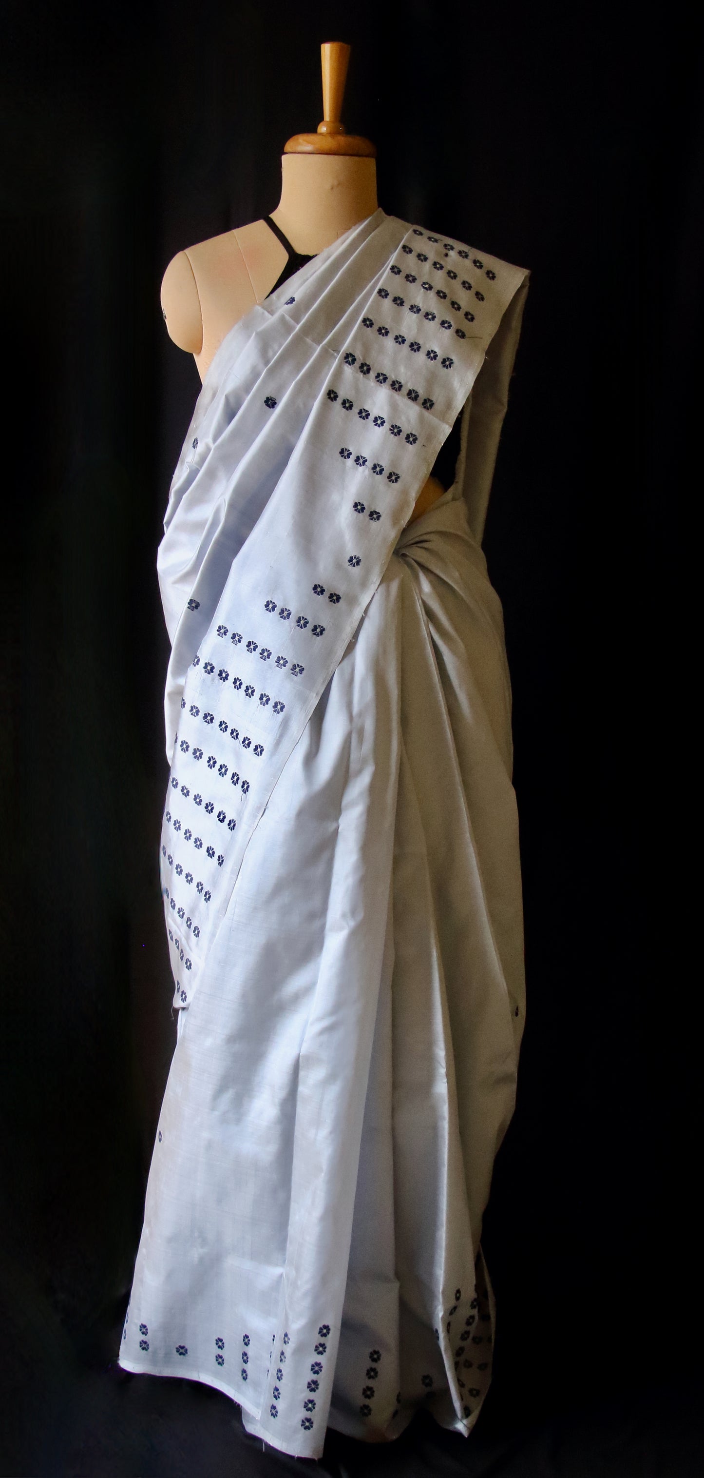 Soft Grey Colour Handloom Silk Saree from Assam