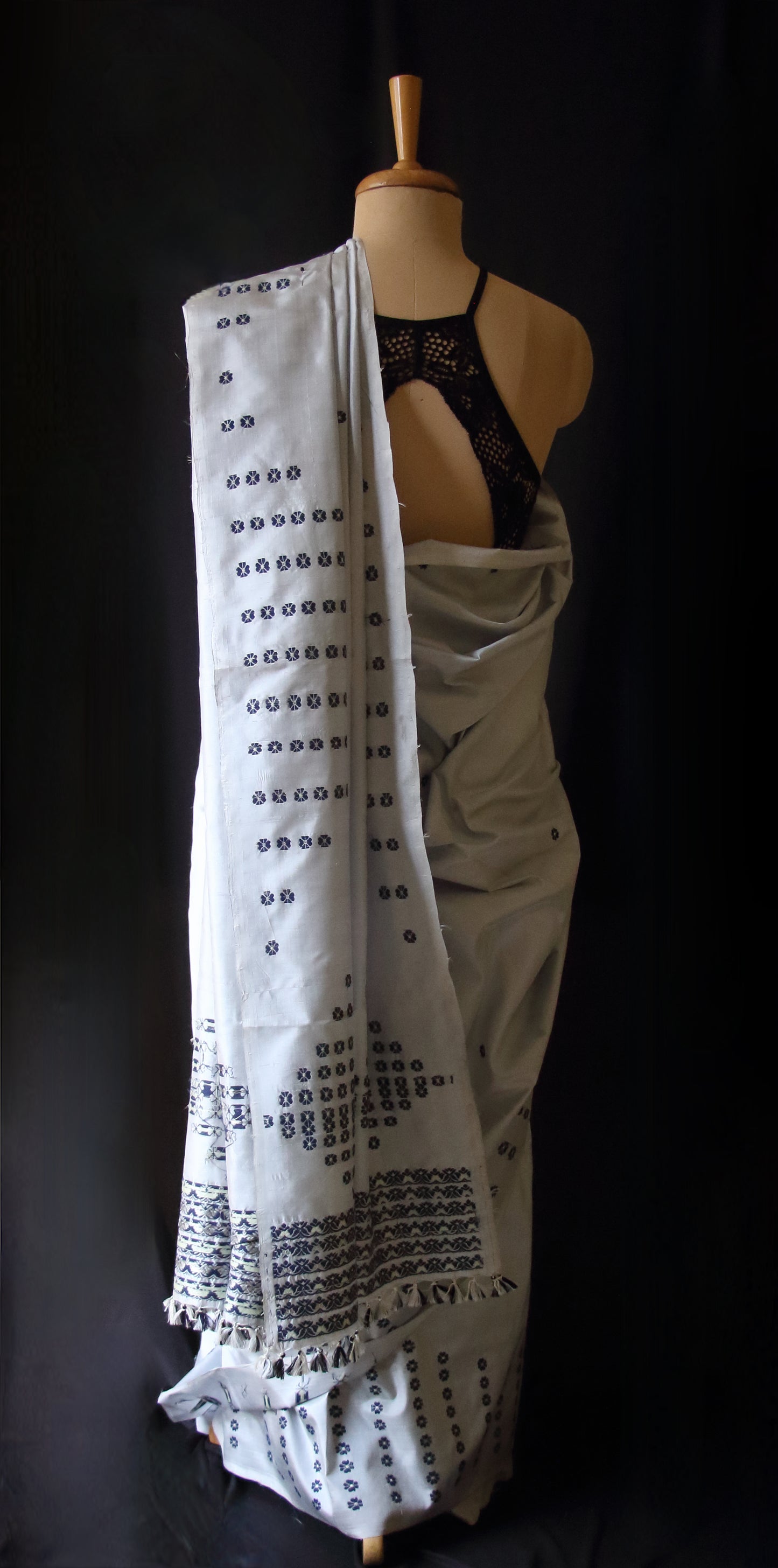 Soft Grey Colour Handloom Silk Saree from Assam