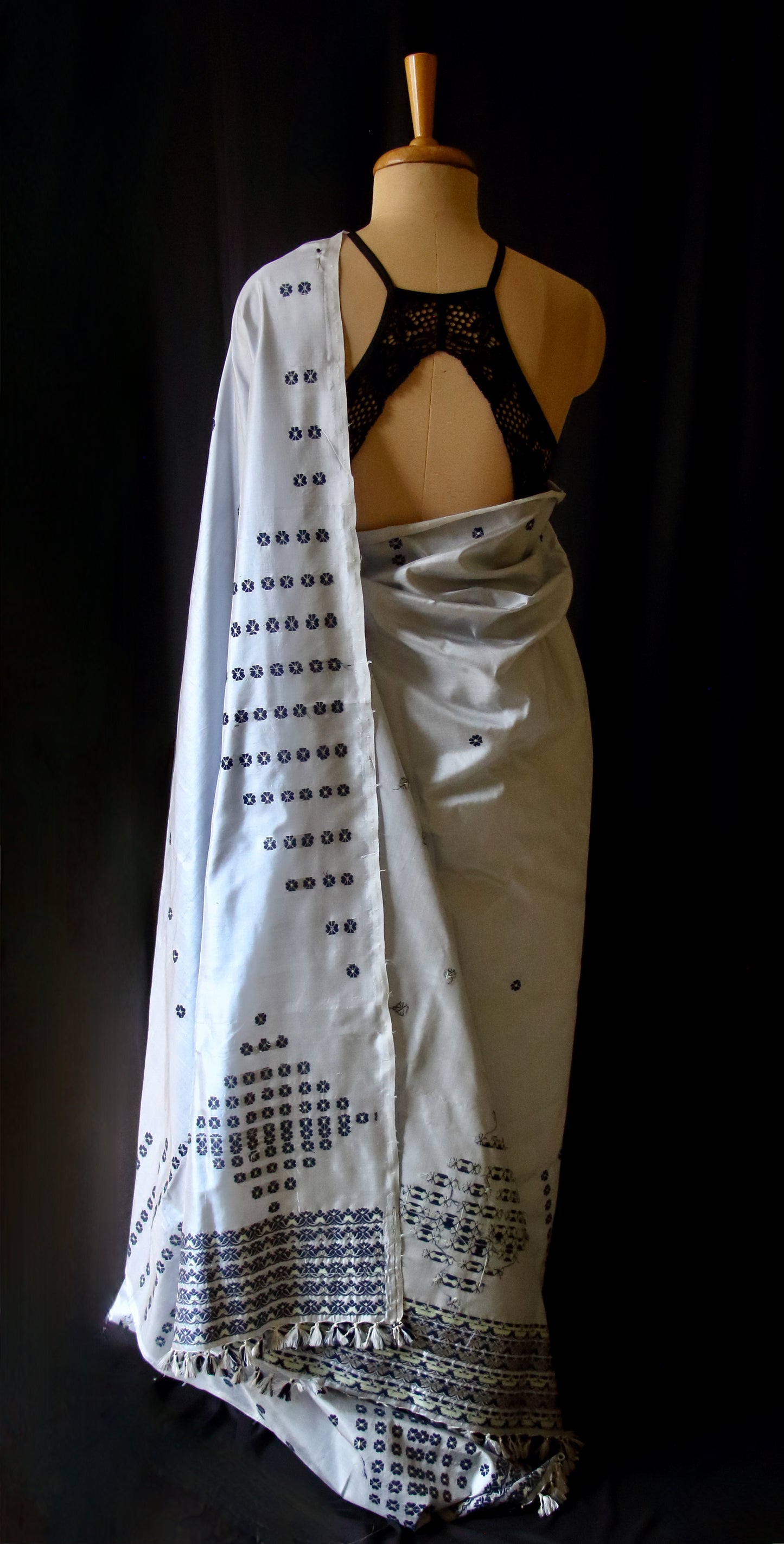 Soft Grey Colour Handloom Silk Saree from Assam