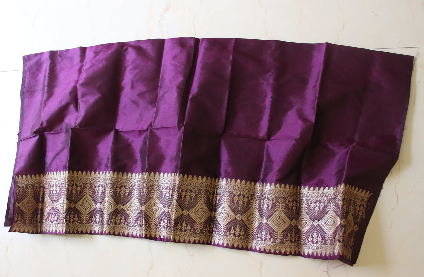 Deep Purple Mulberry Silk Traditional Mekhla Chador Set - Made to Order