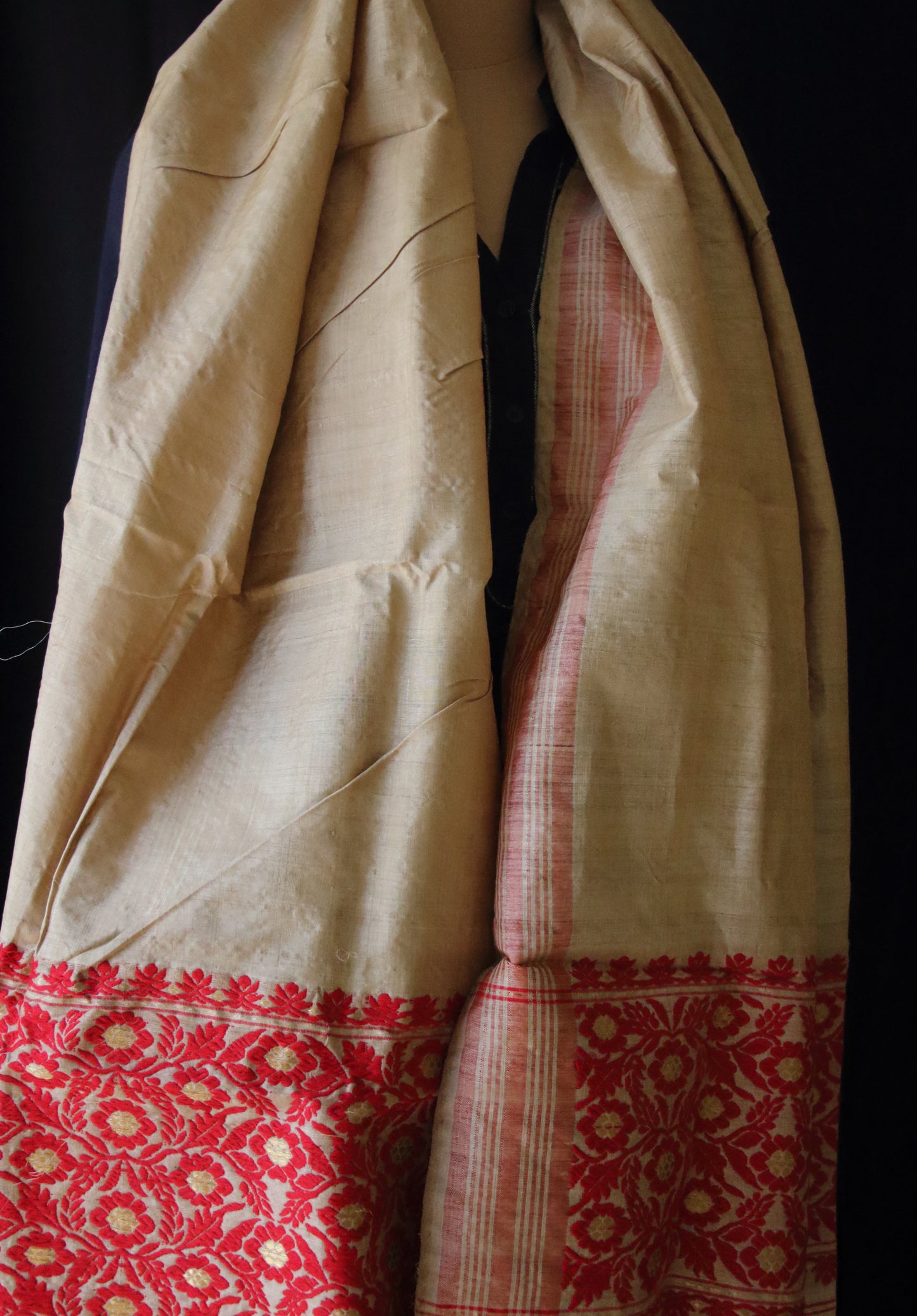 Handloom Traditional Muga Silk Shawl / Gamucha from Assam