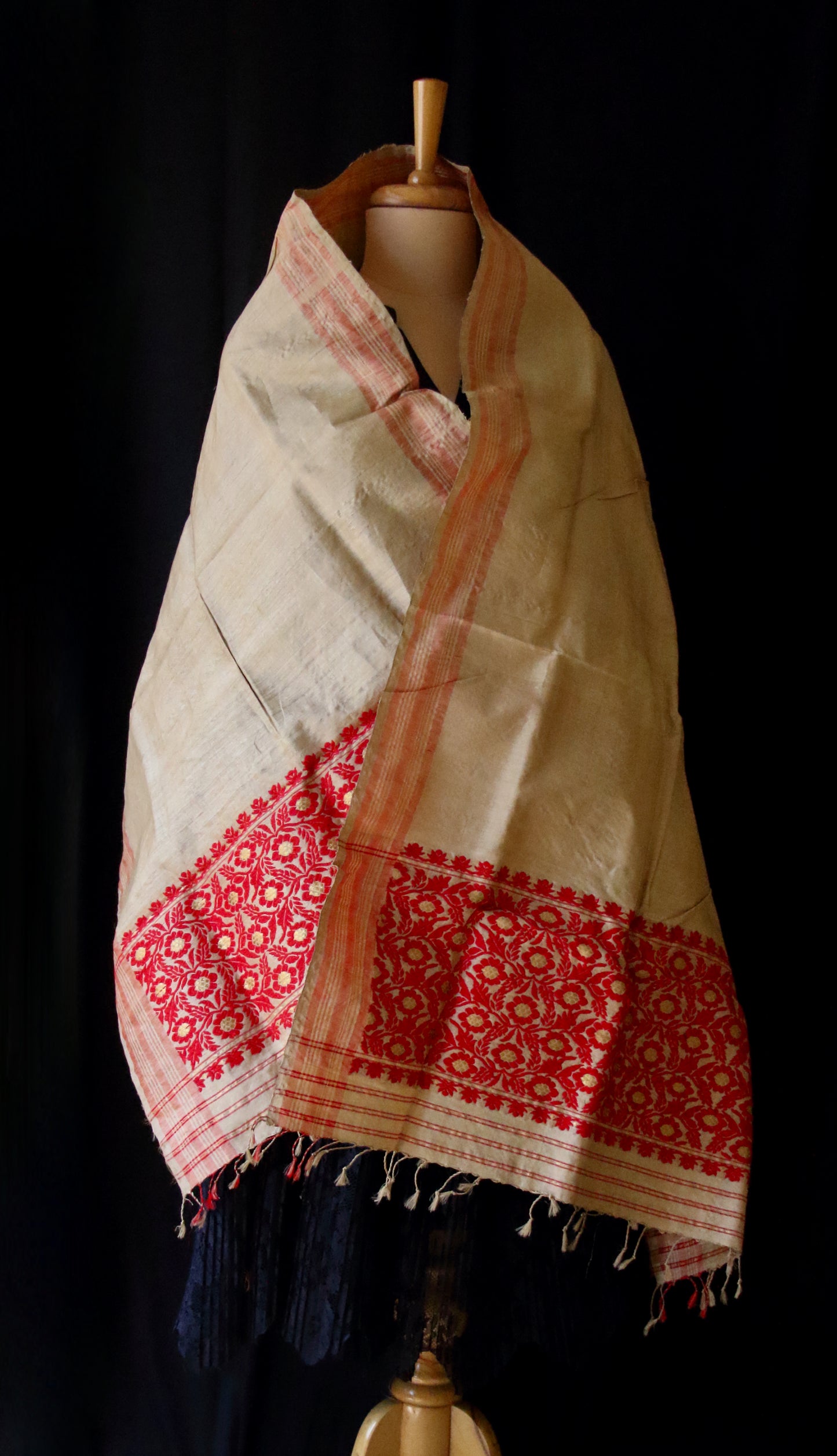 Handloom Traditional Muga Silk Shawl / Gamucha from Assam