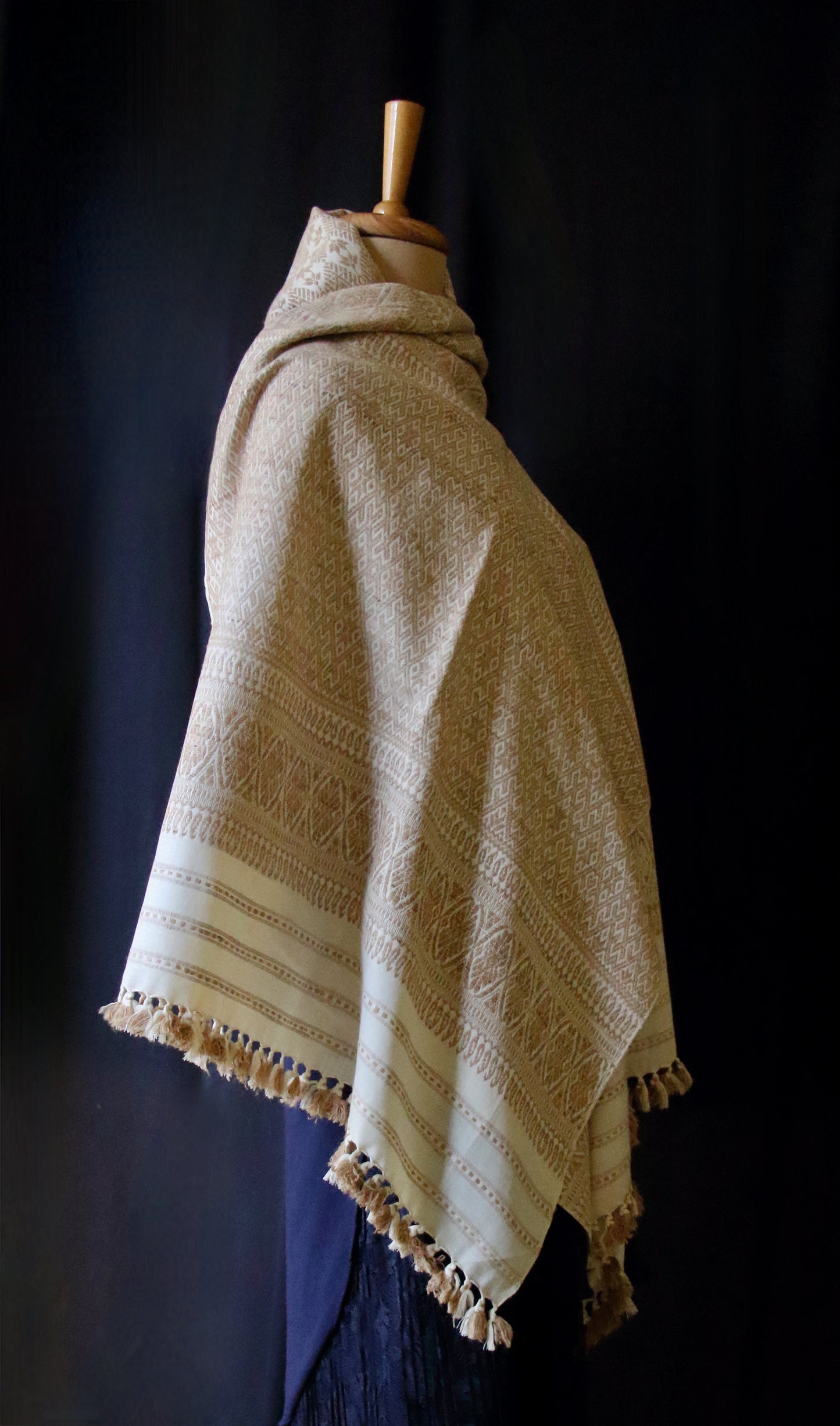 Eri Silk Handwoven All Over Patterned Shawl from Assam