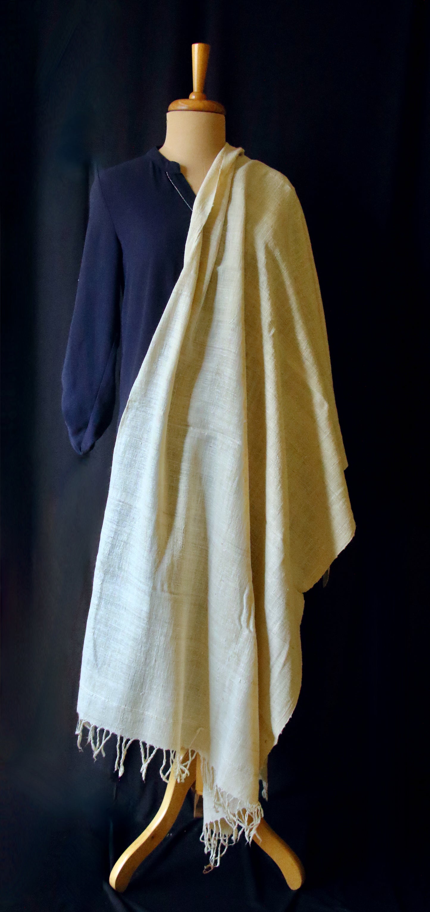 Natural Off White Handwoven Eri Silk Shawl from Assam