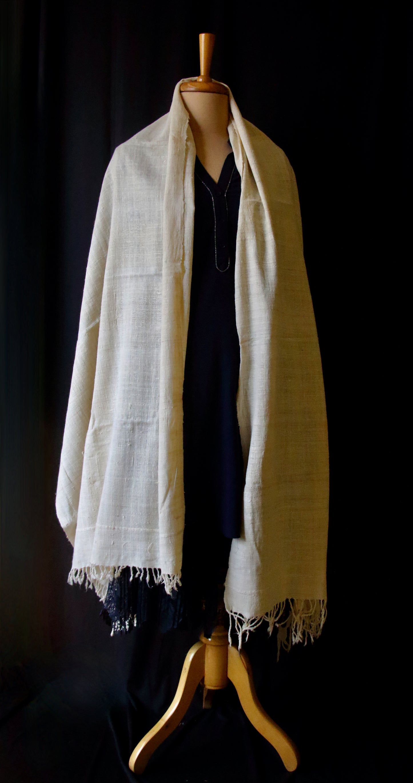 Natural Off White Handwoven Eri Silk Shawl from Assam