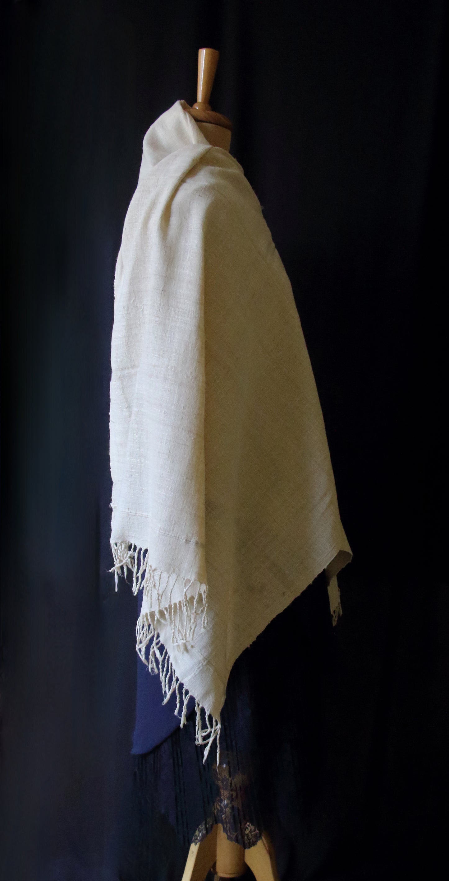 Natural Off White Handwoven Eri Silk Shawl from Assam