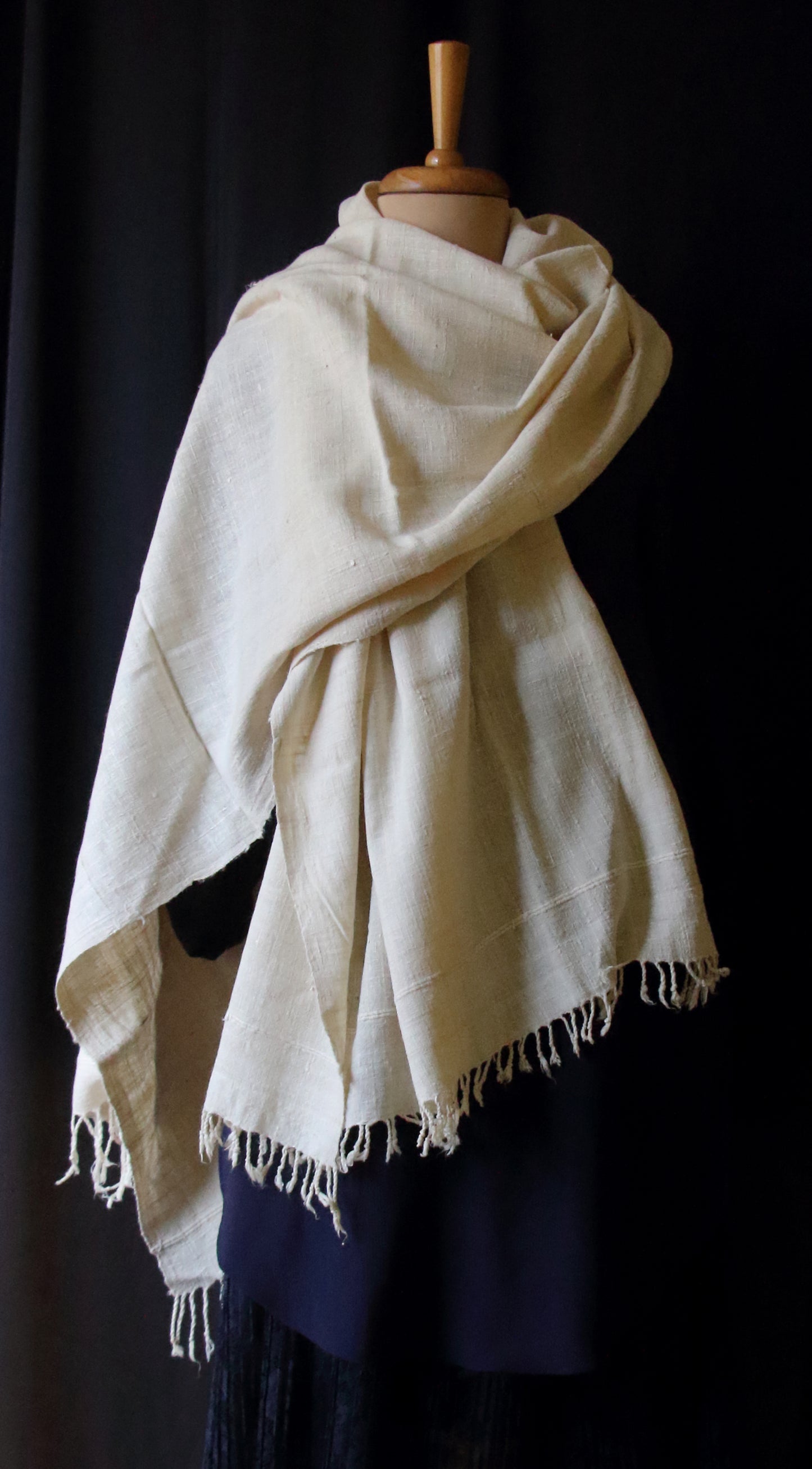 Natural Off White Handwoven Eri Silk Shawl from Assam