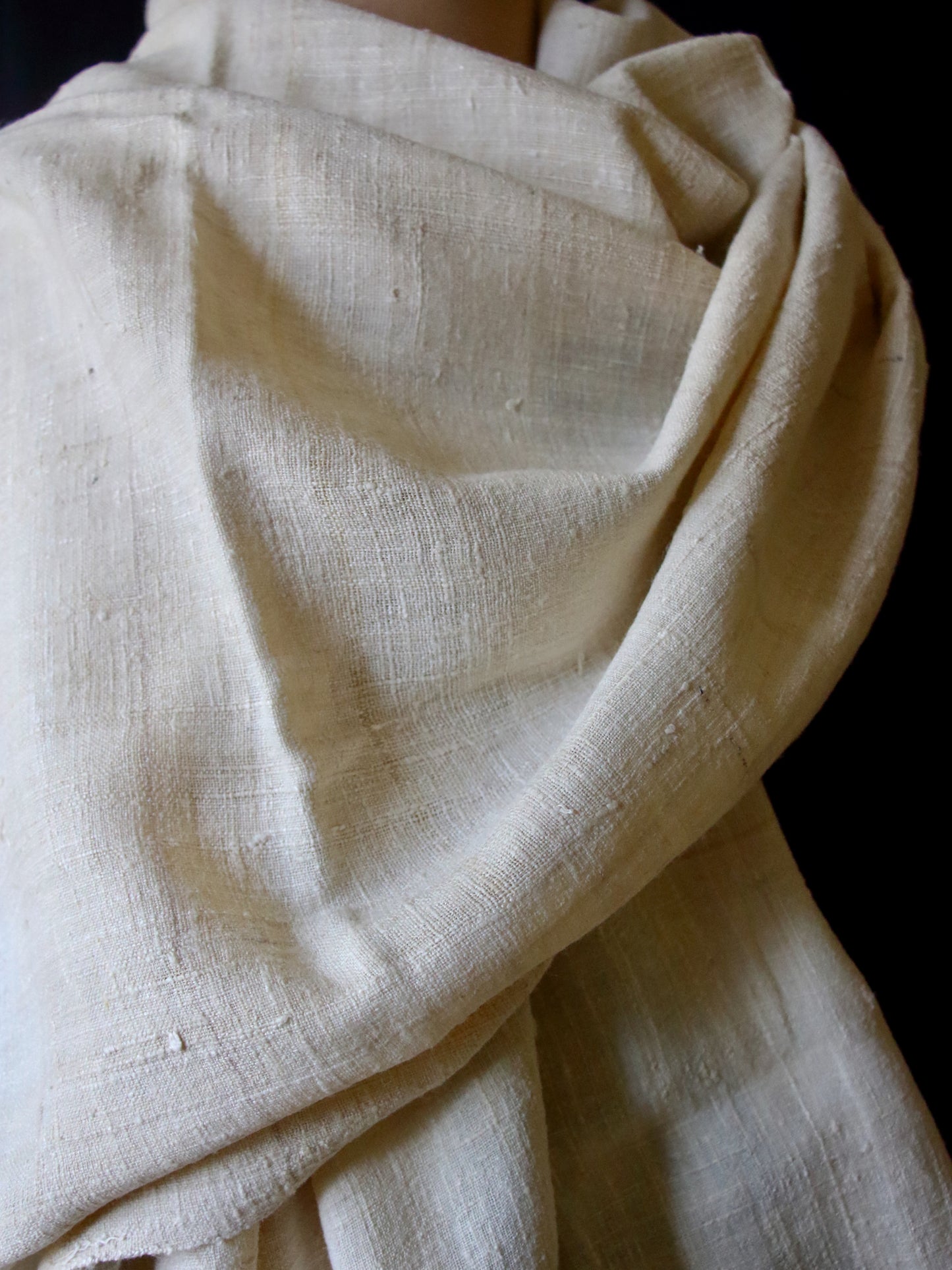 Natural Off White Handwoven Eri Silk Shawl from Assam