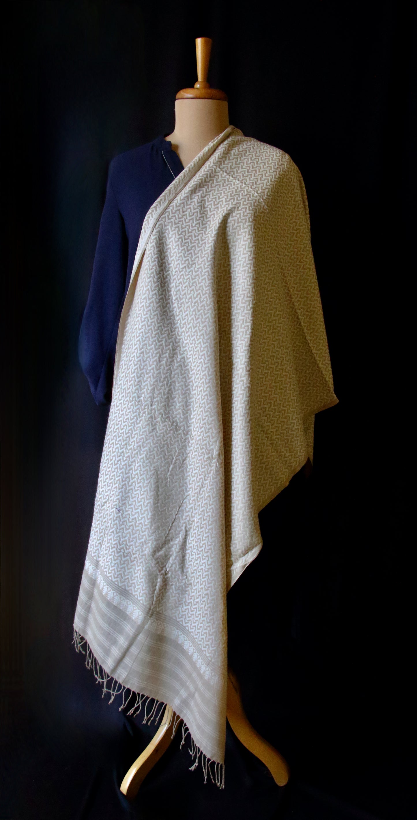 Eri Silk Handwoven scarf with all over motifs from Assam