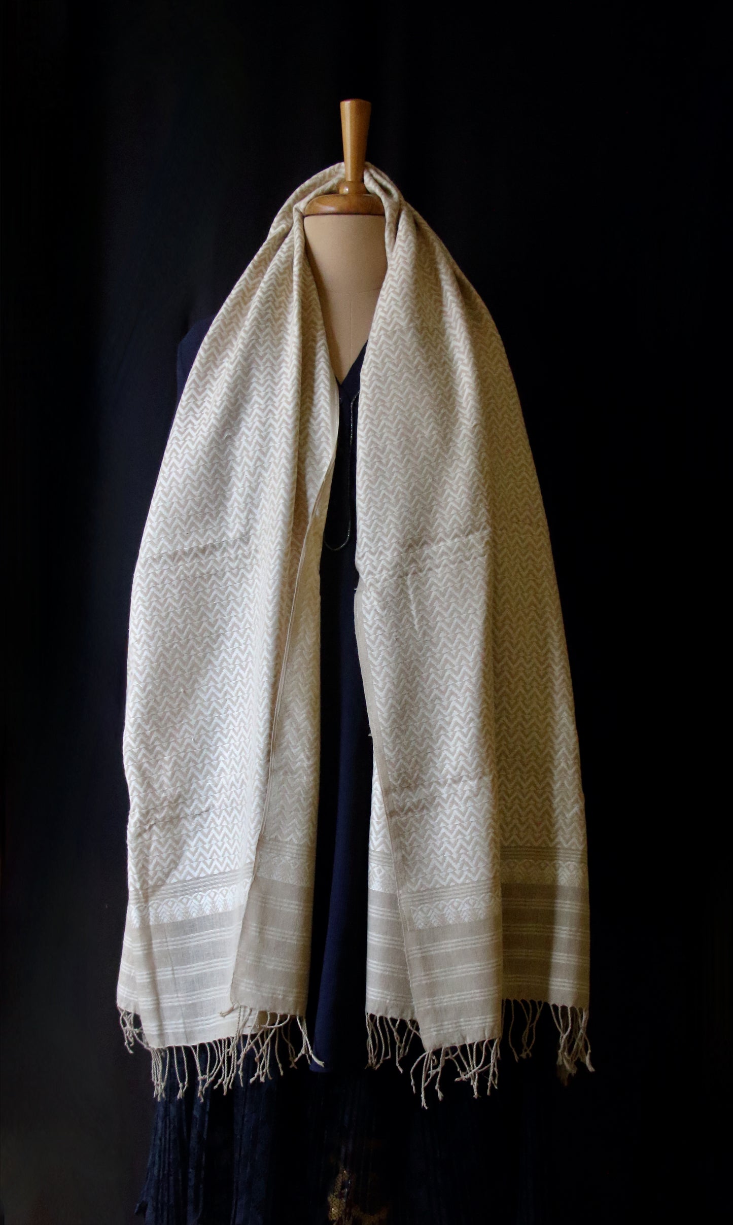 Eri Silk Handwoven scarf with all over motifs from Assam