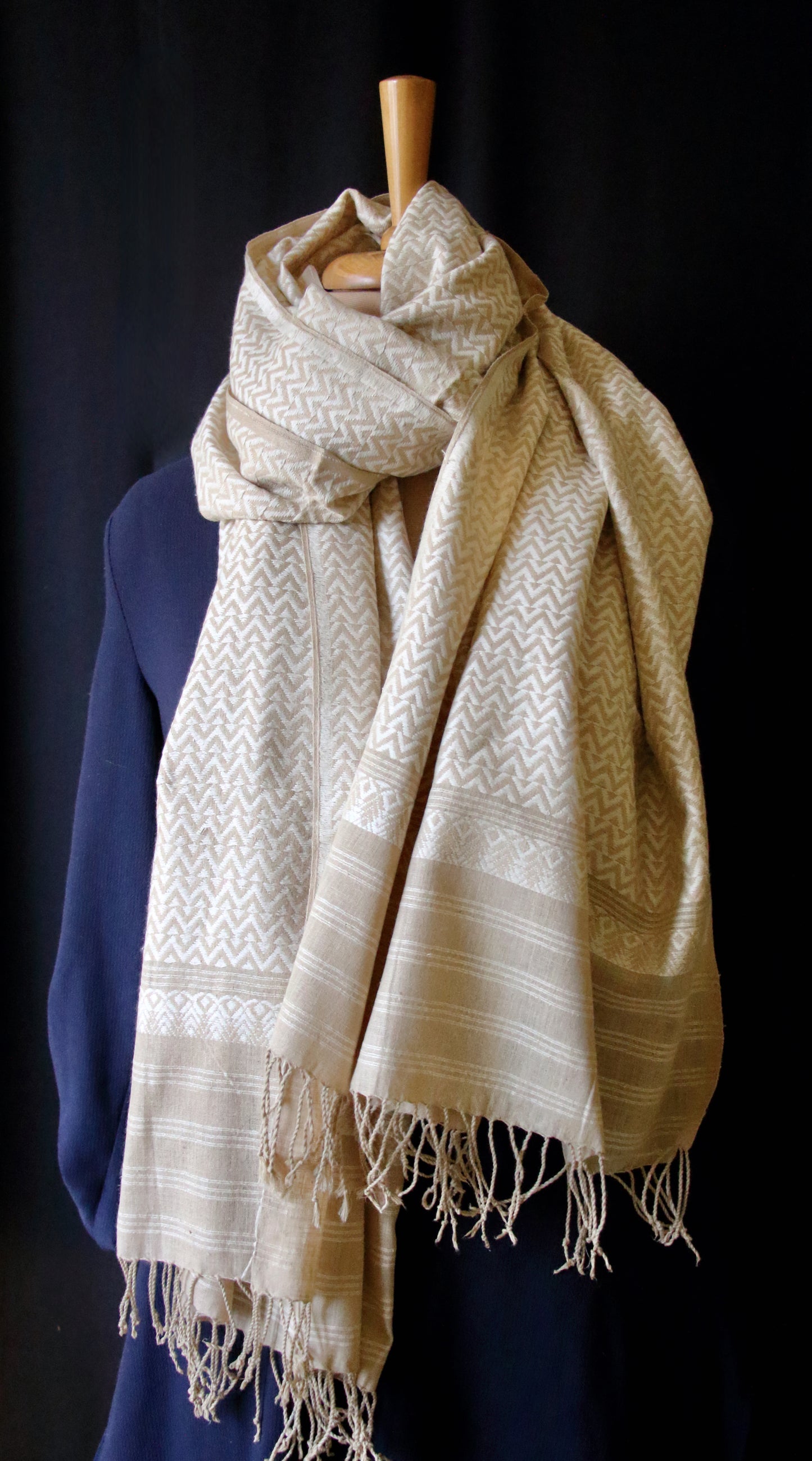 Eri Silk Handwoven scarf with all over motifs from Assam