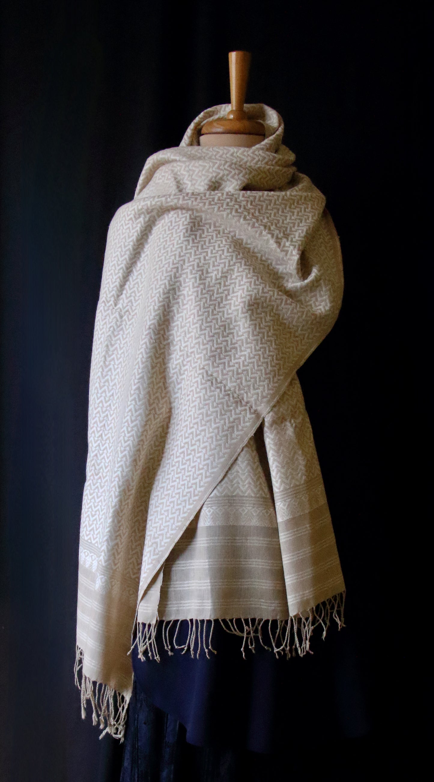 Eri Silk Handwoven scarf with all over motifs from Assam