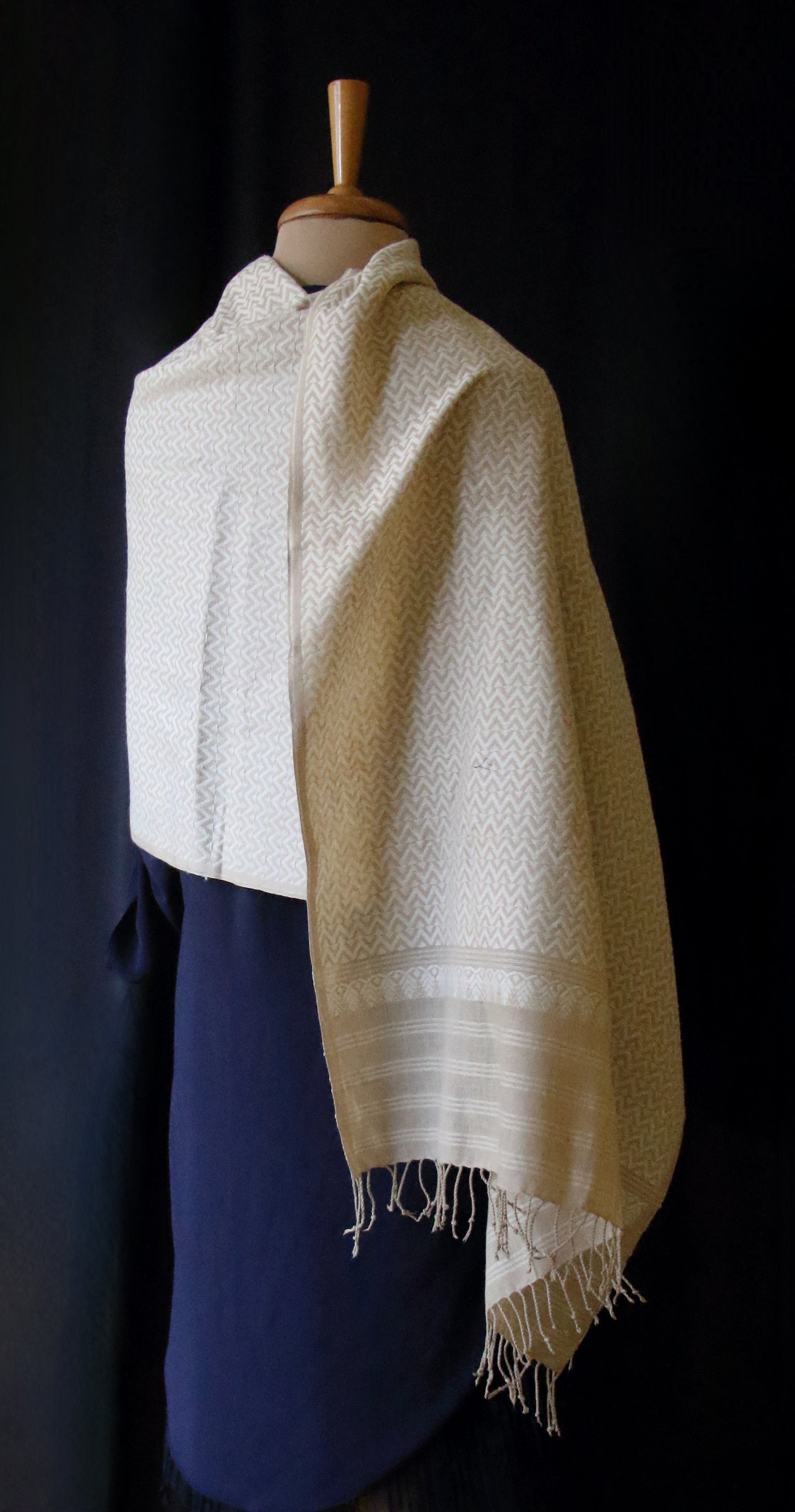 Eri Silk Handwoven scarf with all over motifs from Assam